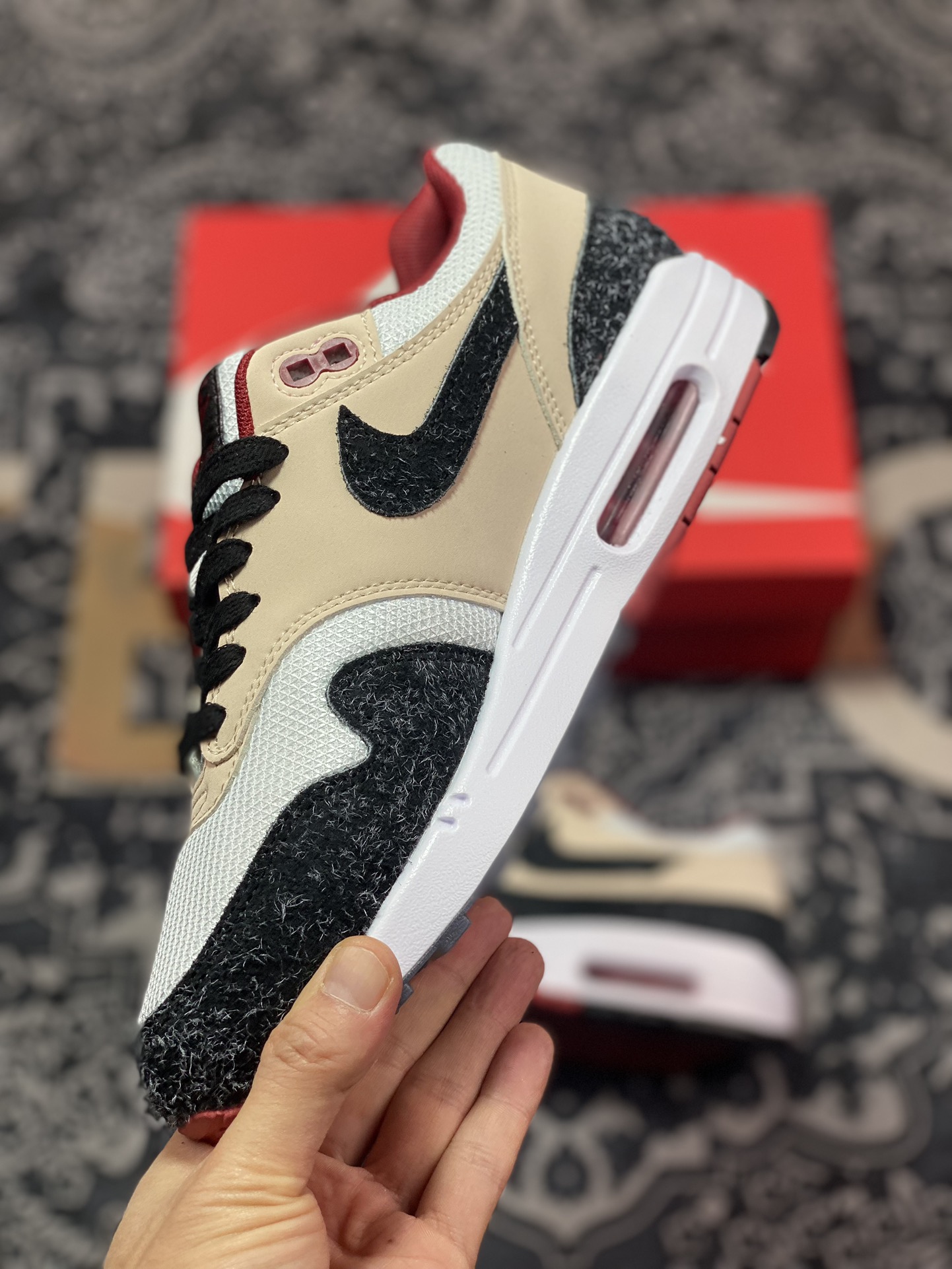 Nike Air Max 1”Keep Rippin Stop Slippin 2.0” first generation retro air cushion all-match casual sports jogging shoes ”black, white, gray and color embroidery” FD5743-200