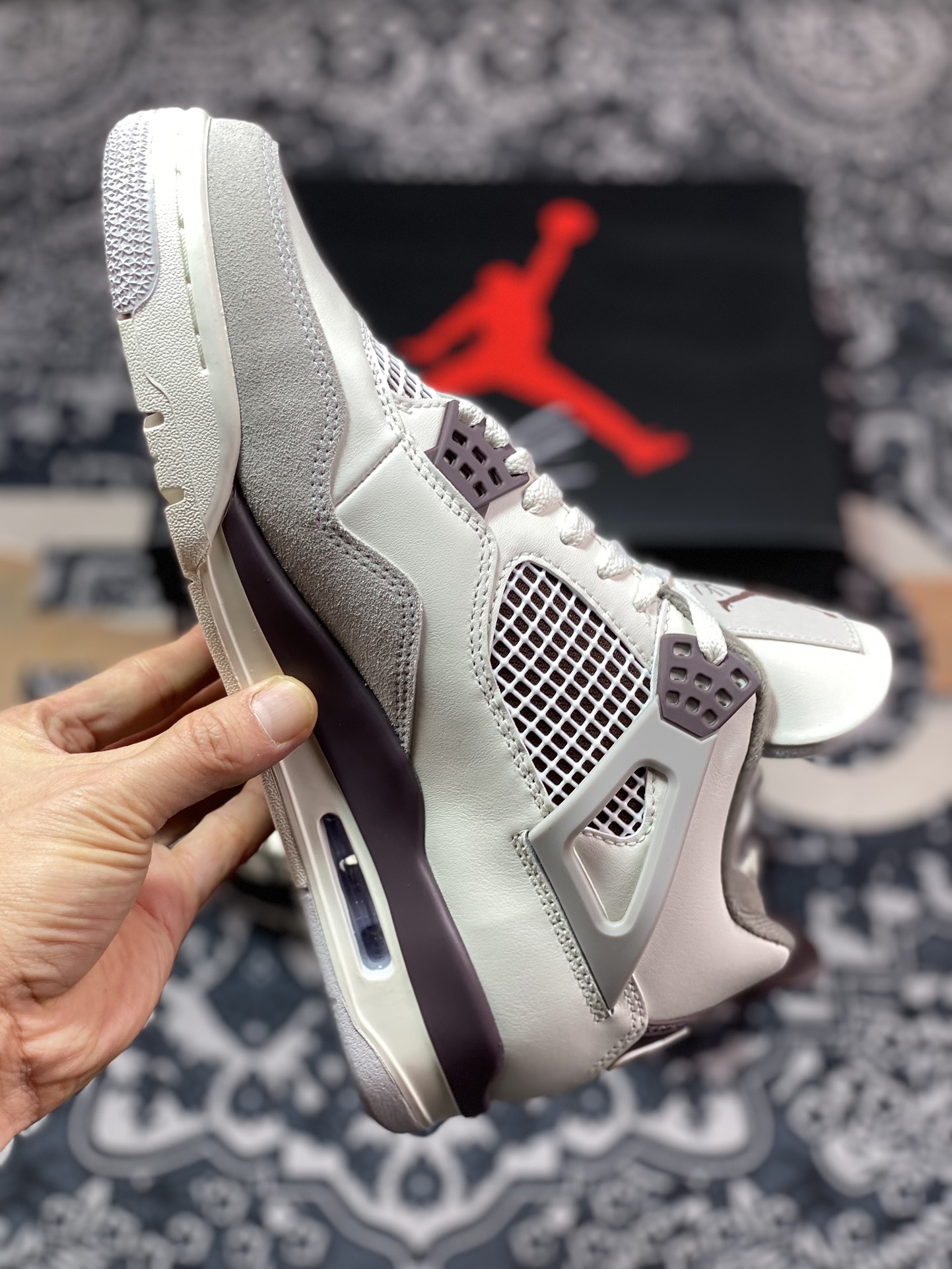 Original grade A Ma Maniere x Air Jordan 4 Retro ”Phantom” AJ4 Joe 4 joint phantom gray FZ4810-001