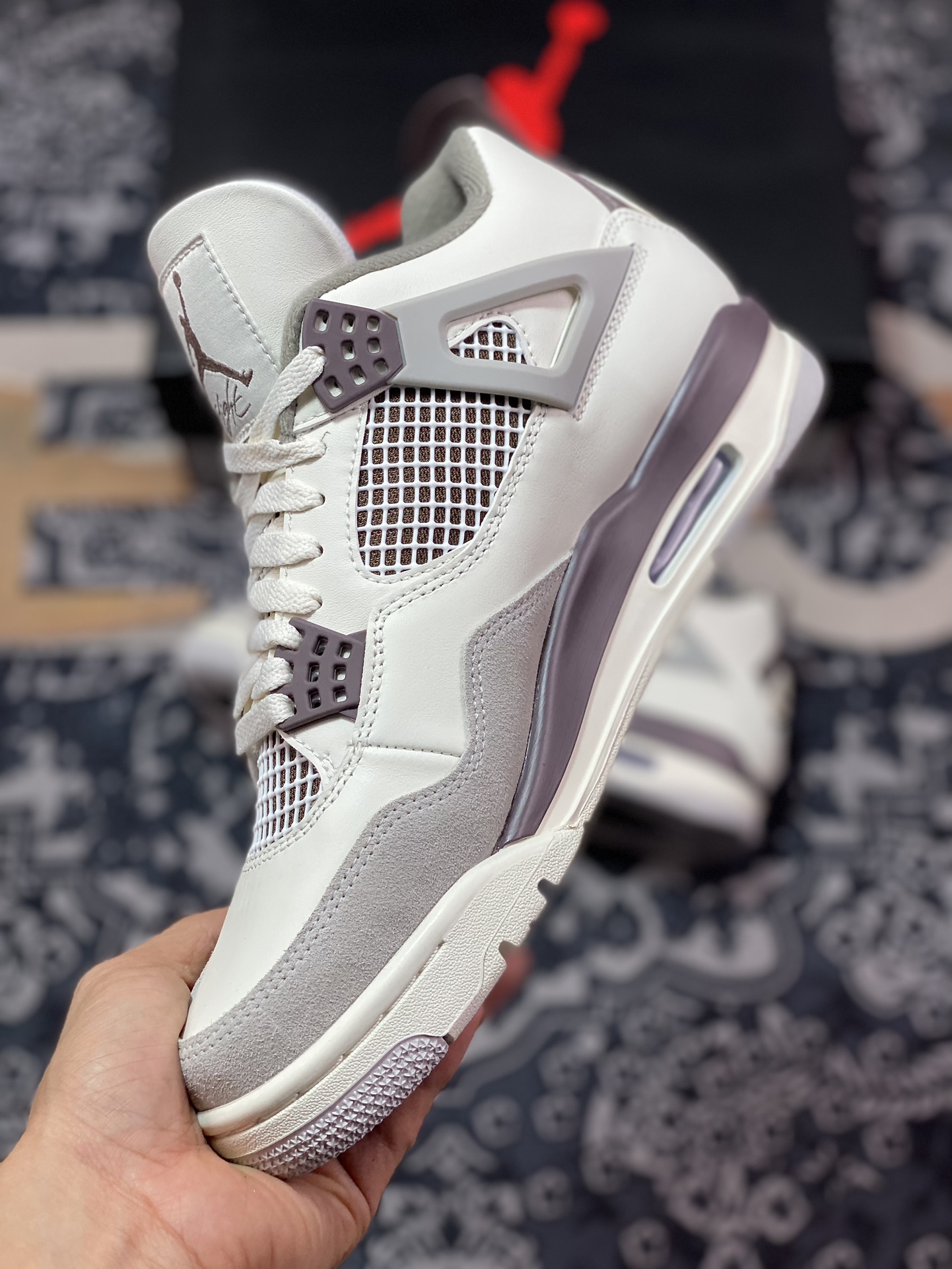 Original grade A Ma Maniere x Air Jordan 4 Retro ”Phantom” AJ4 Joe 4 joint phantom gray FZ4810-001