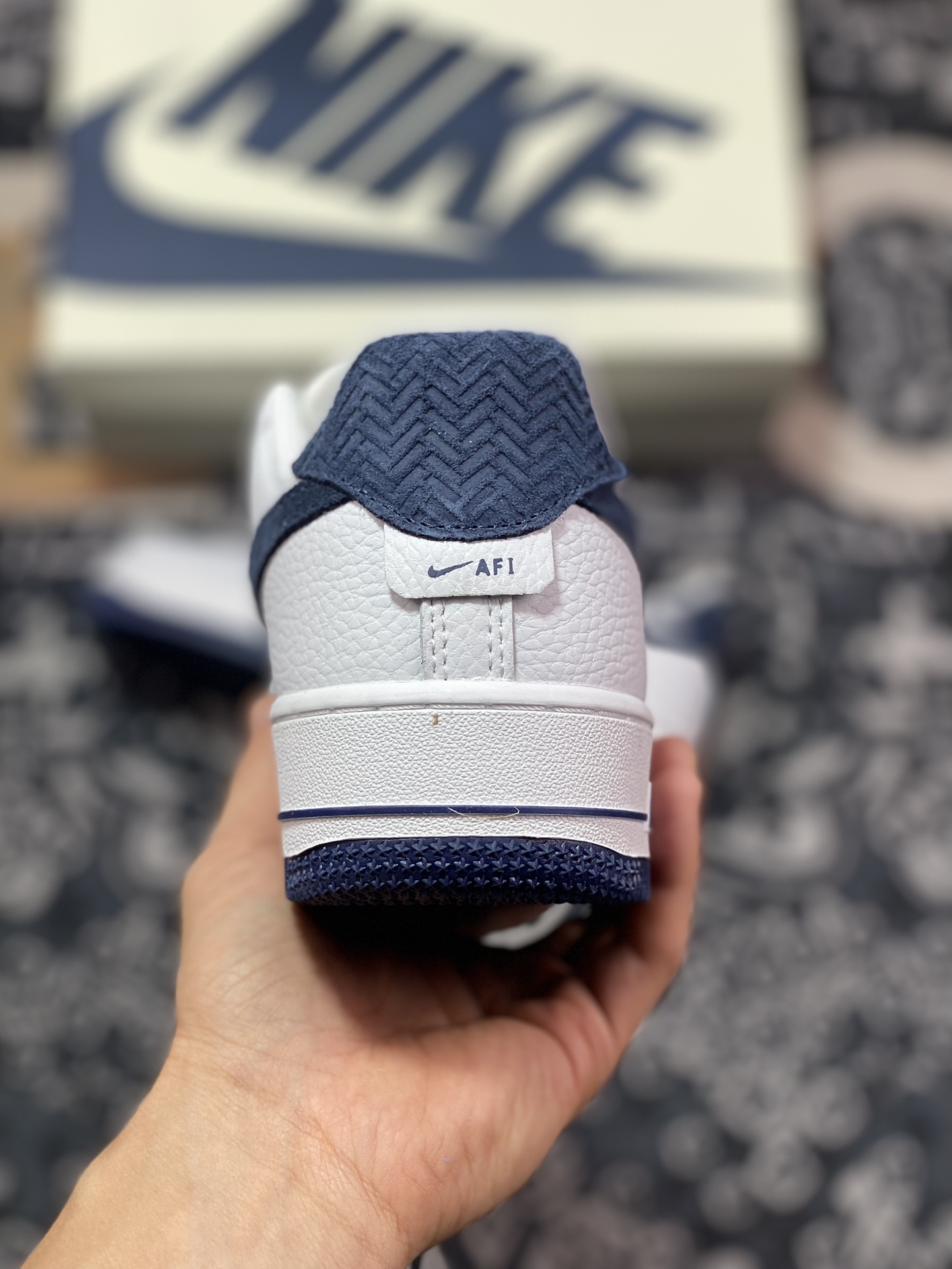 Nike Air Force 1 Low ”White/Navy” Air Force One classic low-top versatile casual sports sneakers ”leather white navy blue suede hook” CN2873-107