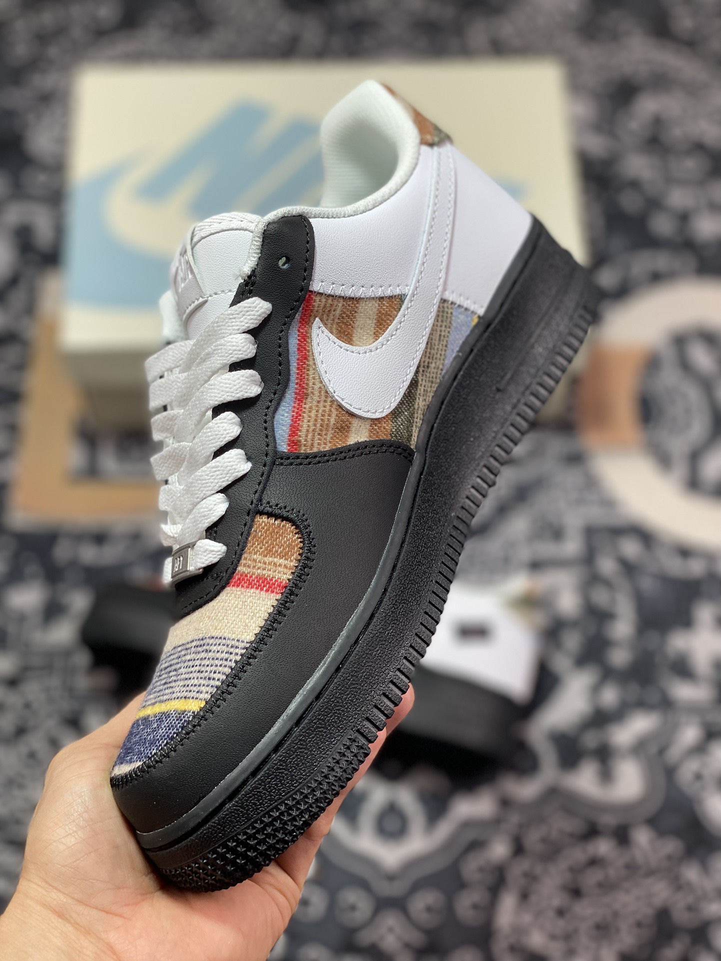 Air Force 1 '07 Low White Black Wool Custom CW1188-678