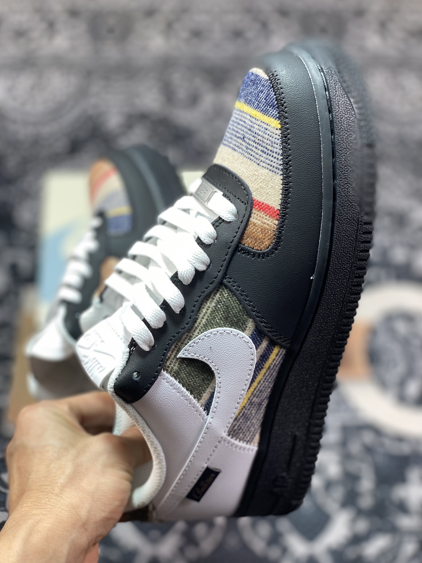 Air Force 1 '07 Low White Black Wool Custom CW1188-678