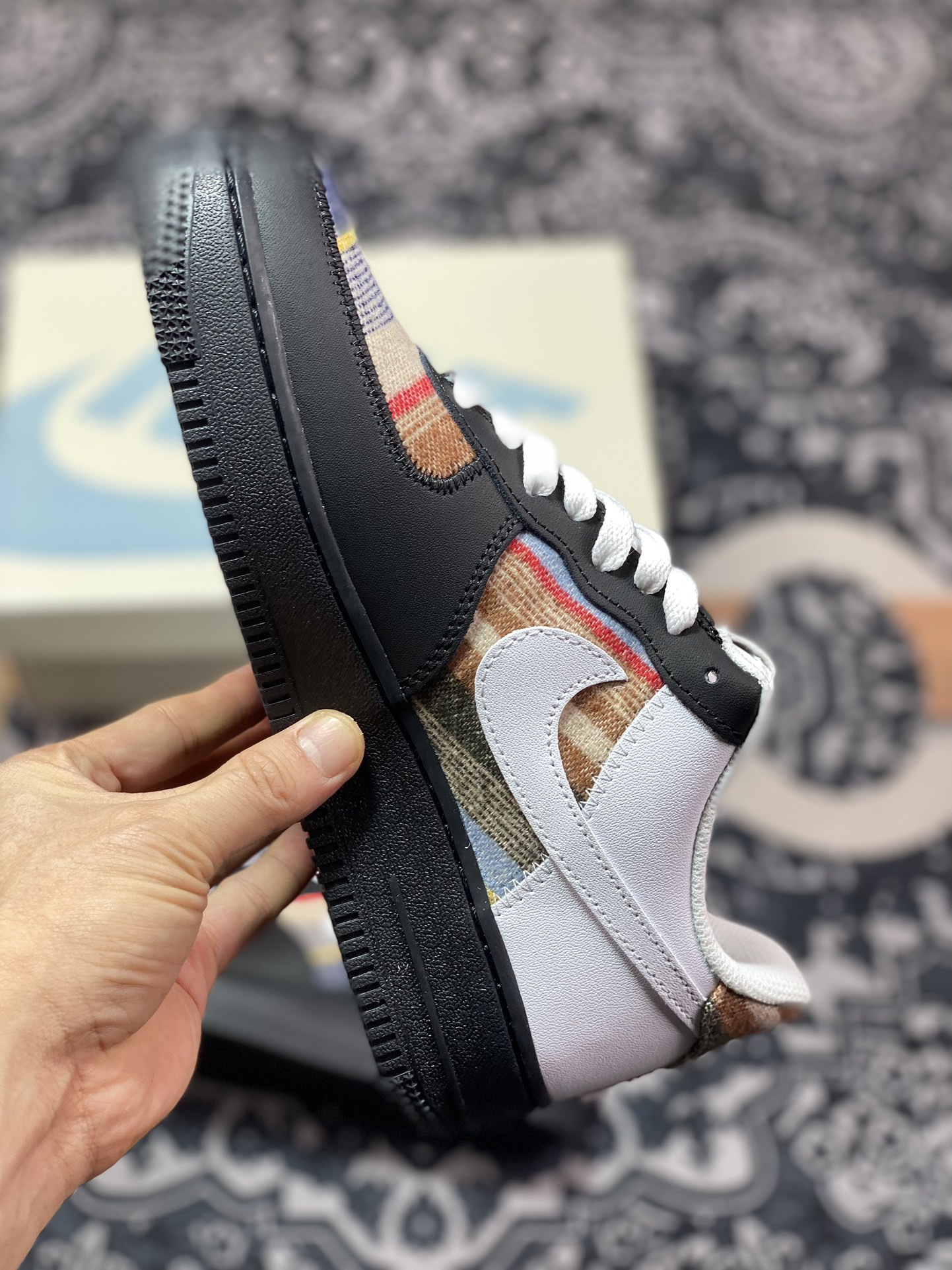 Air Force 1 '07 Low White Black Wool Custom CW1188-678