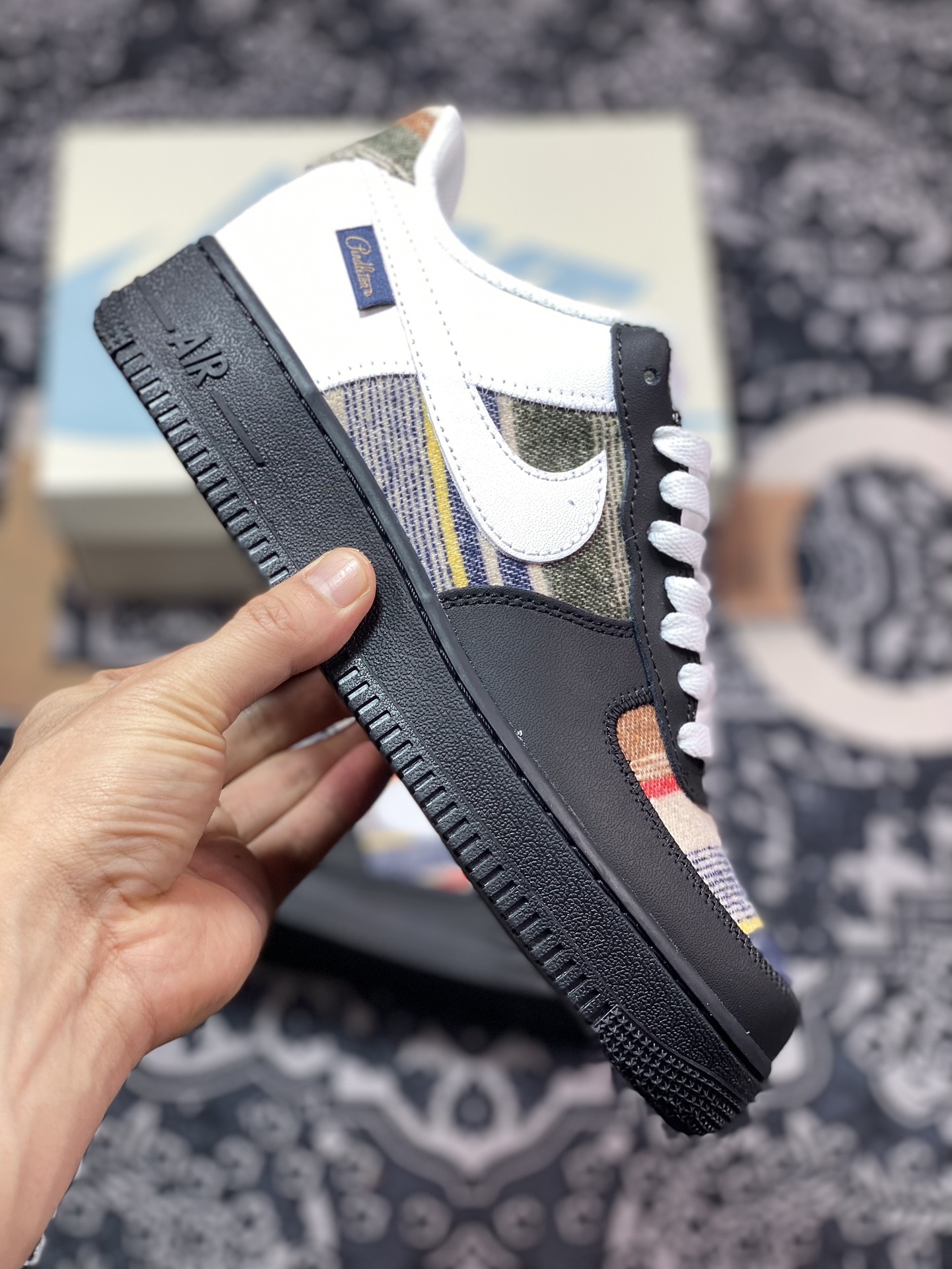 Air Force 1 '07 Low White Black Wool Custom CW1188-678