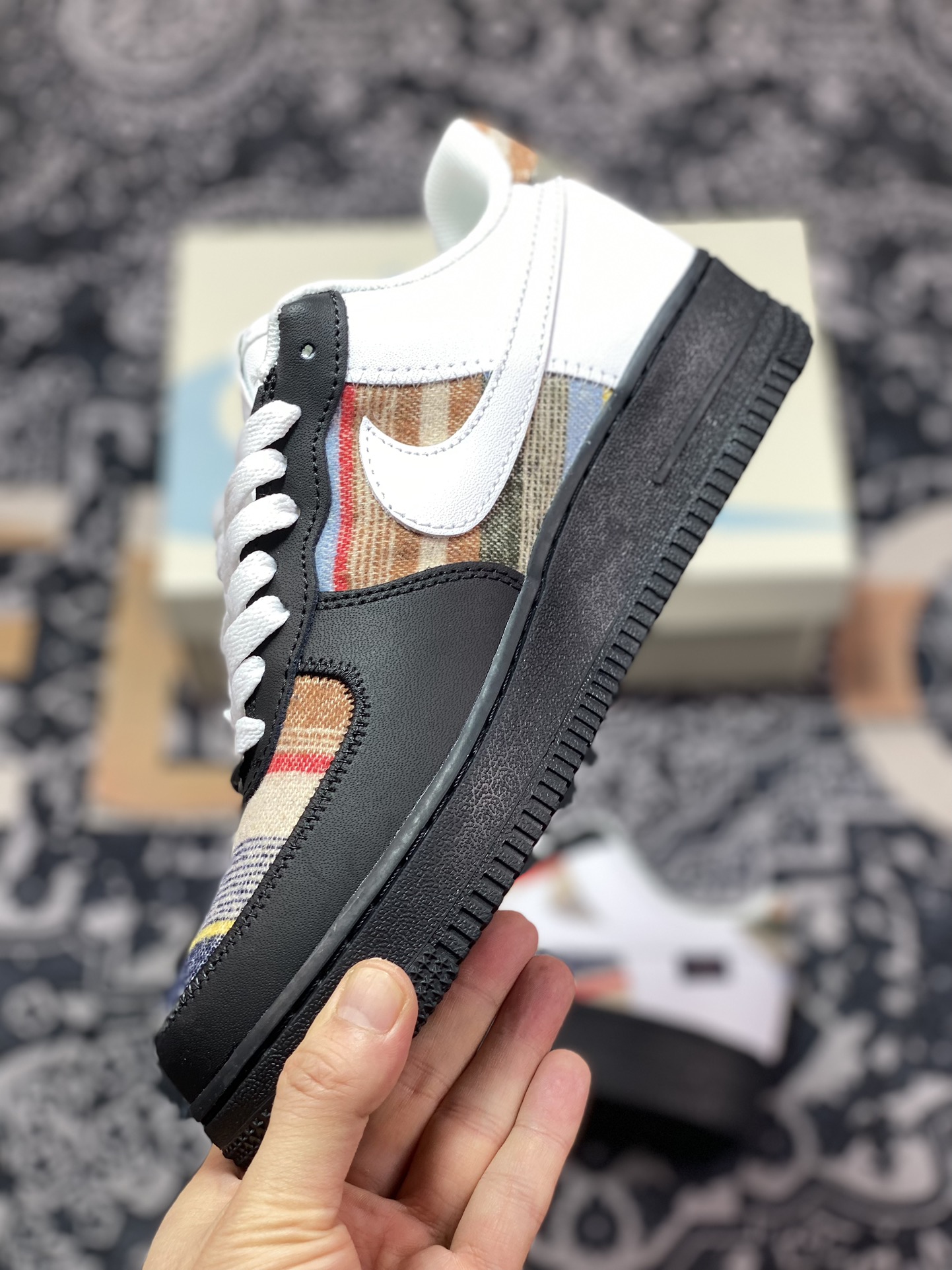 Air Force 1 '07 Low White Black Wool Custom CW1188-678