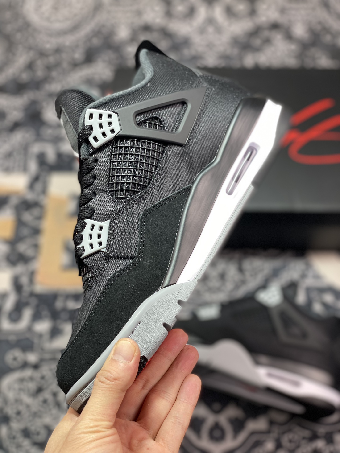 Original Air Jordan 4 Retro SE ”Black Canvas” by Eminem DH7138-006