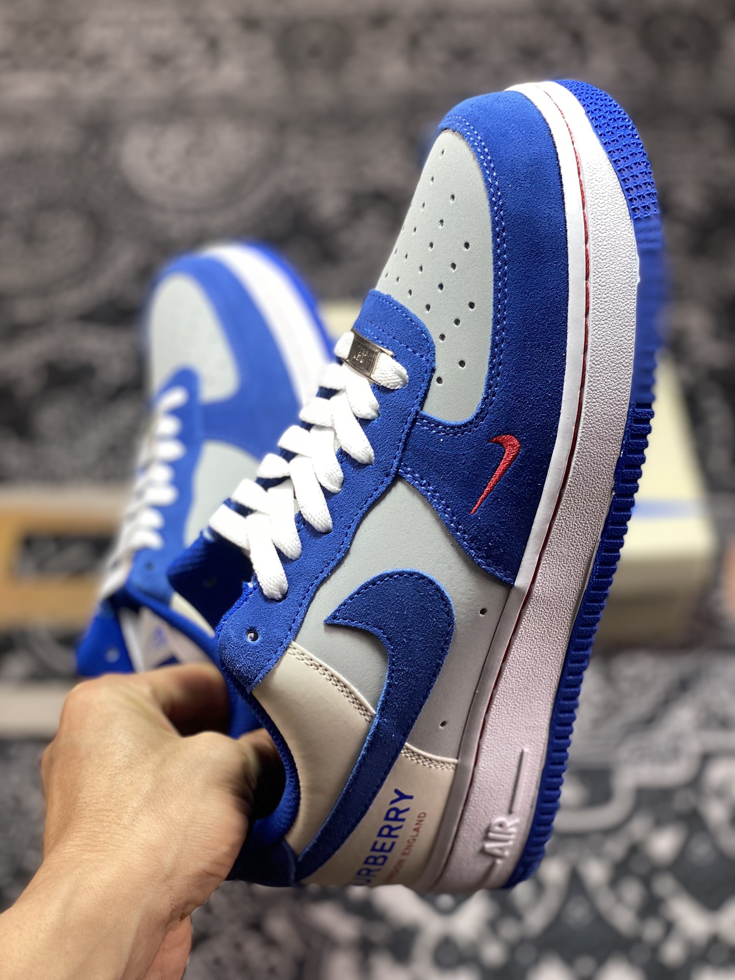 Air Force 1 '07 Low Burberry joint white gray blue HX123-001