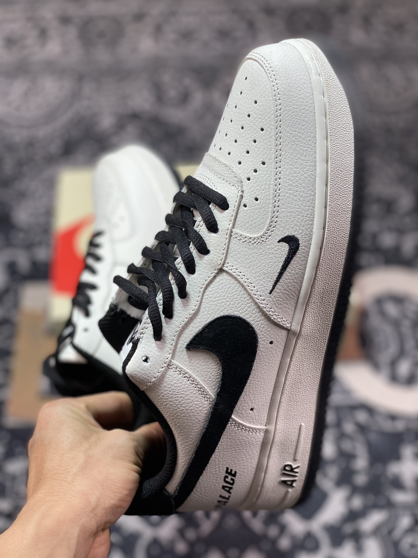 260 Palace x Nike Air Force 1 07 Low"Beige/Black"空军一号板鞋“联名米白黑小钩”PE-681822