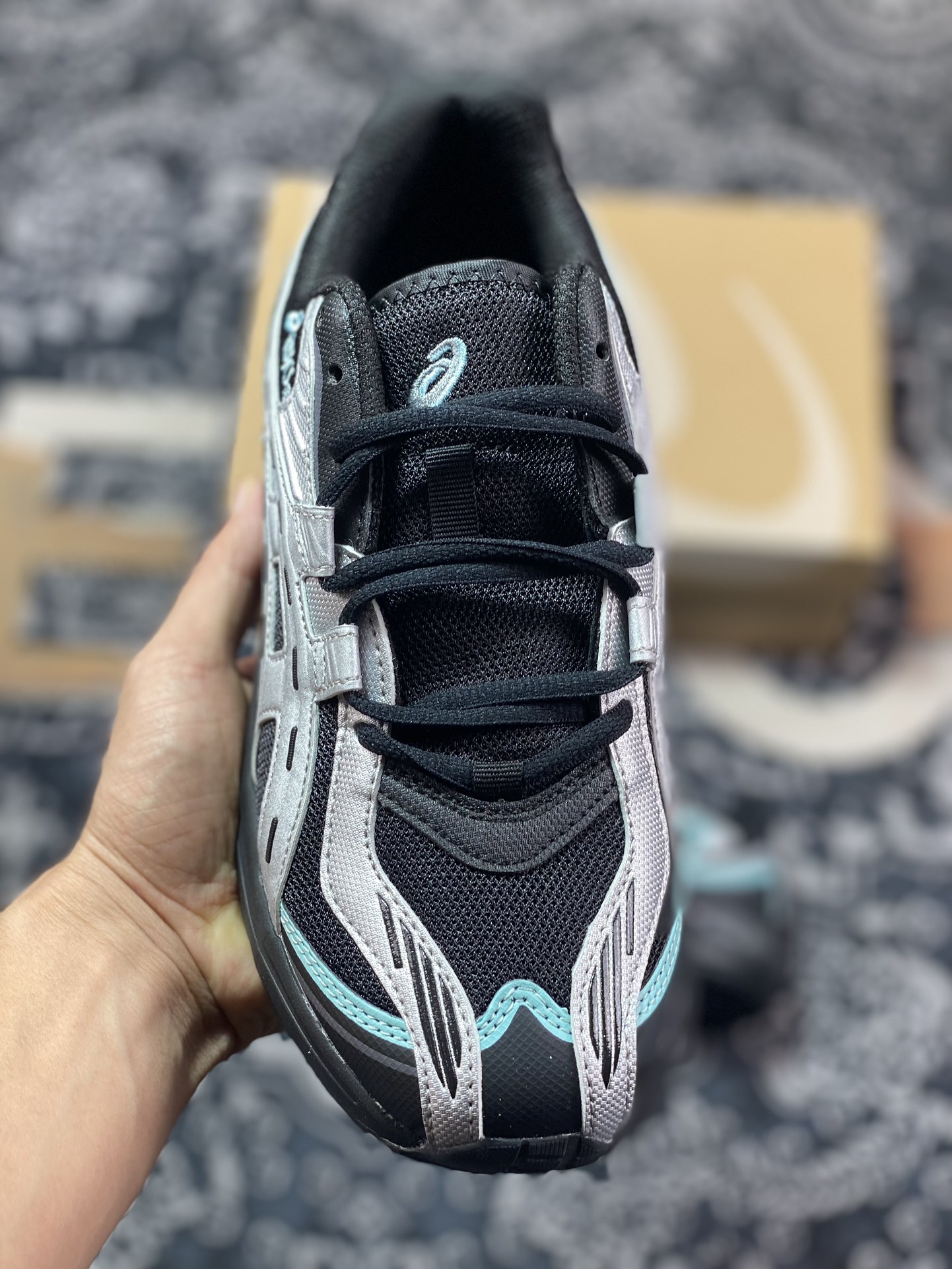 210 亚瑟士/Asics Gel-Preleus 虎牙系列低帮复古时尚休闲运动慢跑鞋“黑银薄荷蓝” 1201A838-001