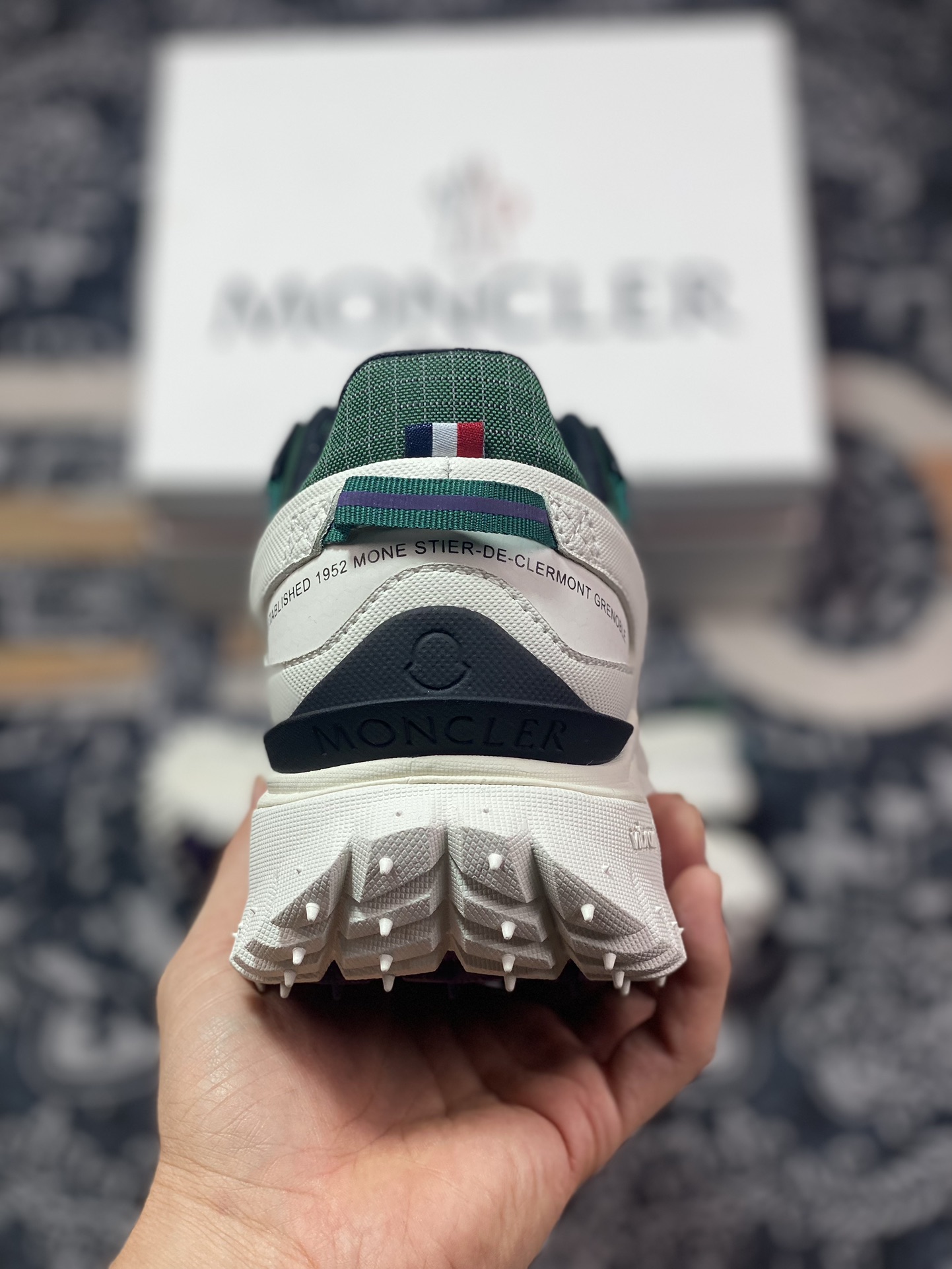 Moncler Trailgrip Gore-Tex off-road travel series low-top sports shoes ”off-white dark green black purple” I209B4M00060M2058P70