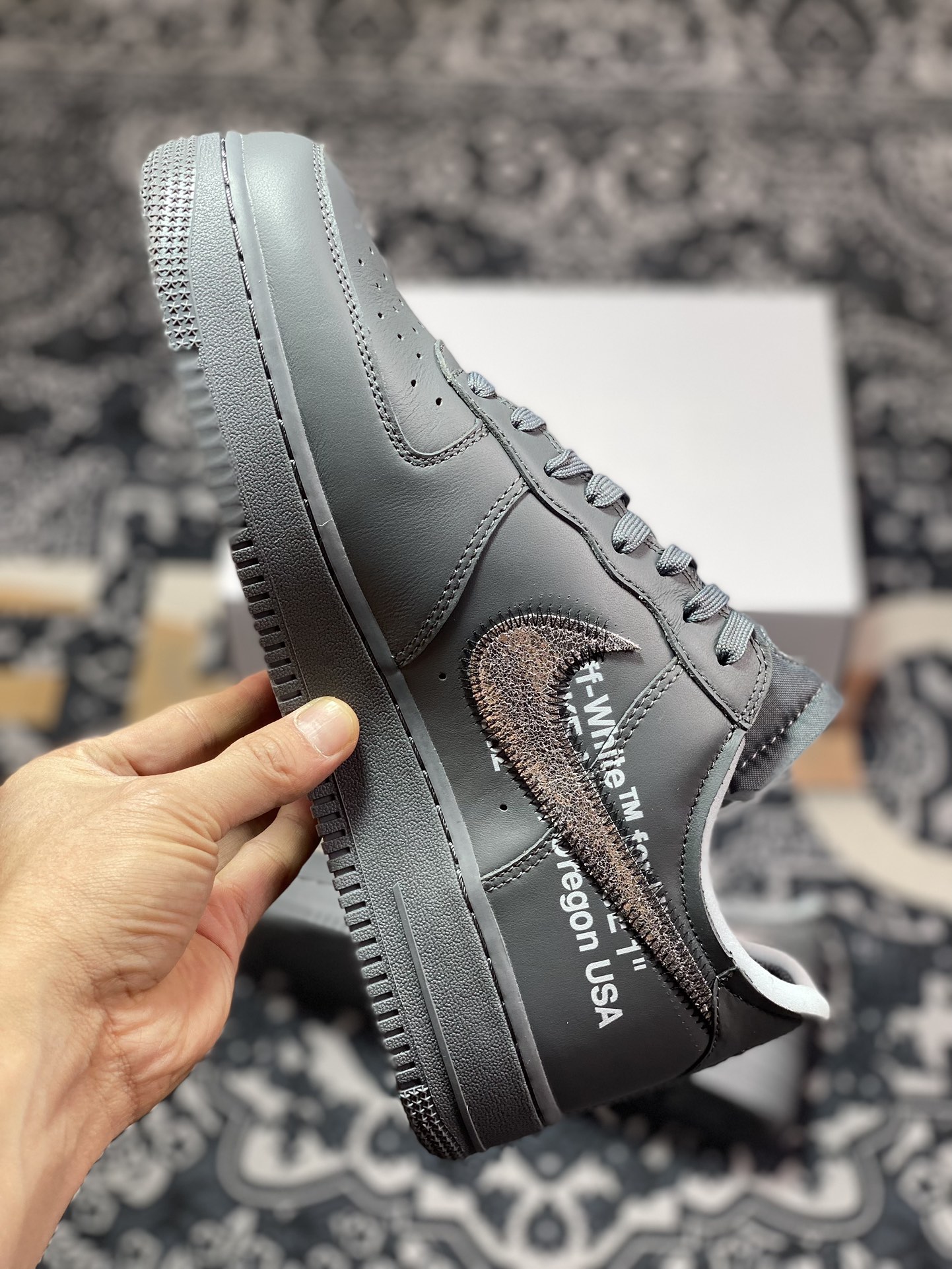 C5420  优选 市面最高品质 OFF-WHITE X NK Air Force 1 ” Grey ” OW联名空军一号低帮 灰色 DX1419-500