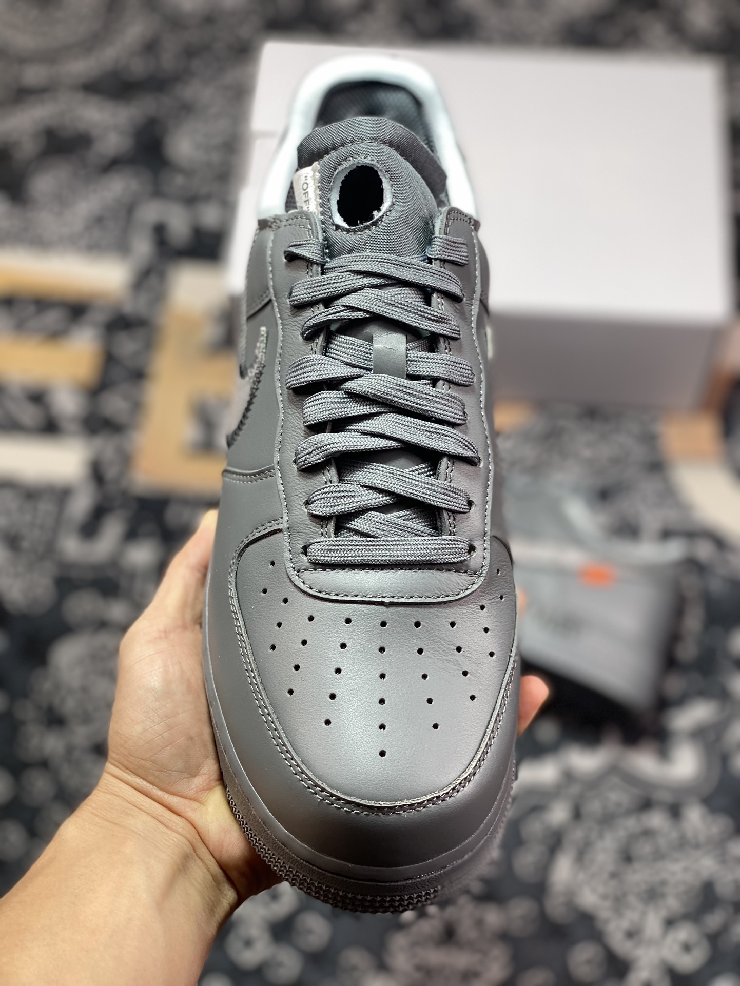 C5420  优选 市面最高品质 OFF-WHITE X NK Air Force 1 ” Grey ” OW联名空军一号低帮 灰色 DX1419-500
