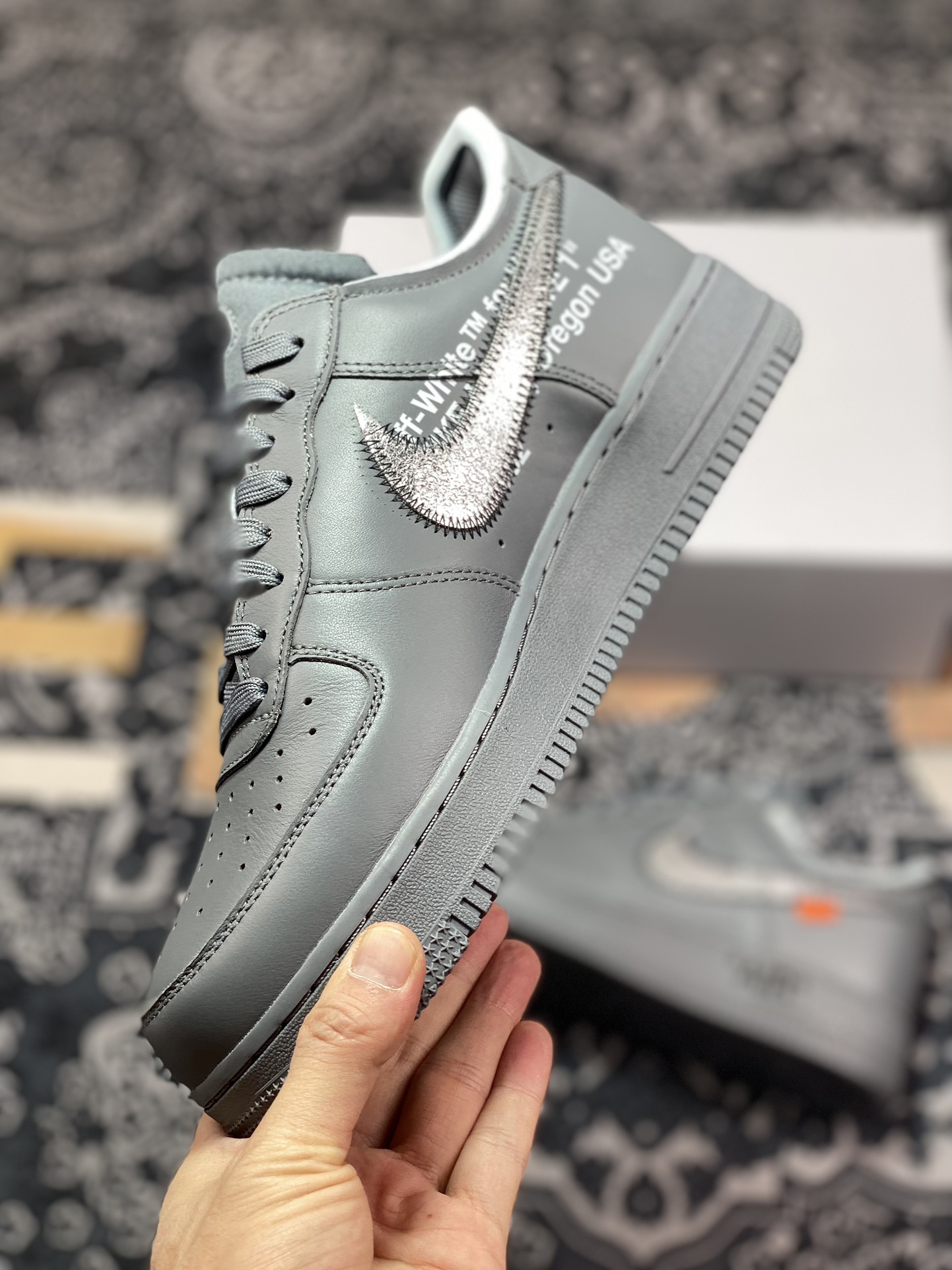 C5420  优选 市面最高品质 OFF-WHITE X NK Air Force 1 ” Grey ” OW联名空军一号低帮 灰色 DX1419-500