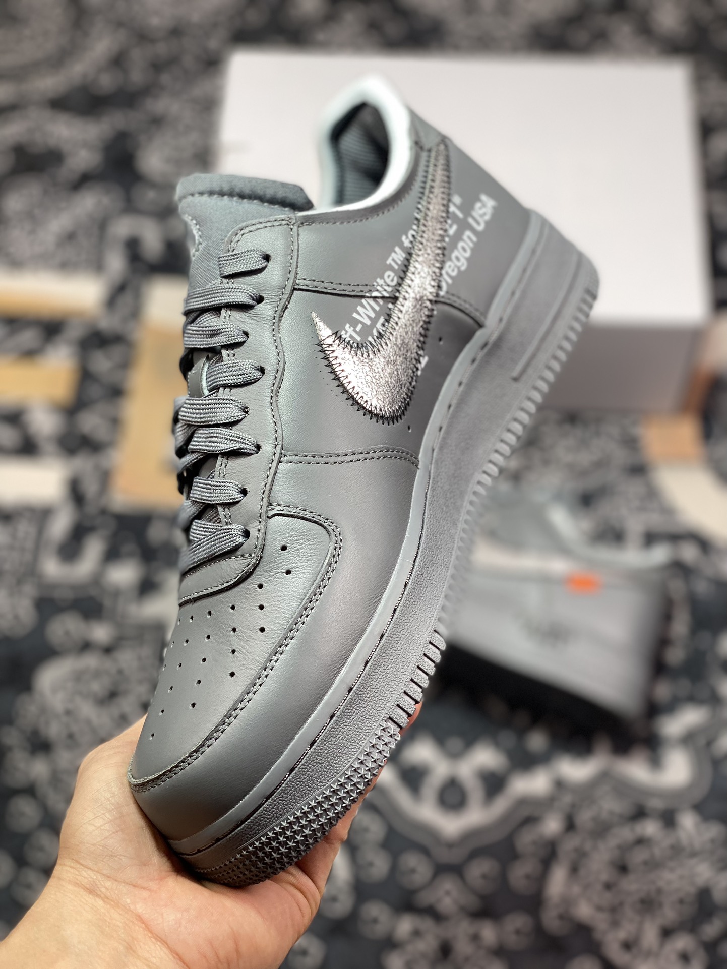 C5420  优选 市面最高品质 OFF-WHITE X NK Air Force 1 ” Grey ” OW联名空军一号低帮 灰色 DX1419-500