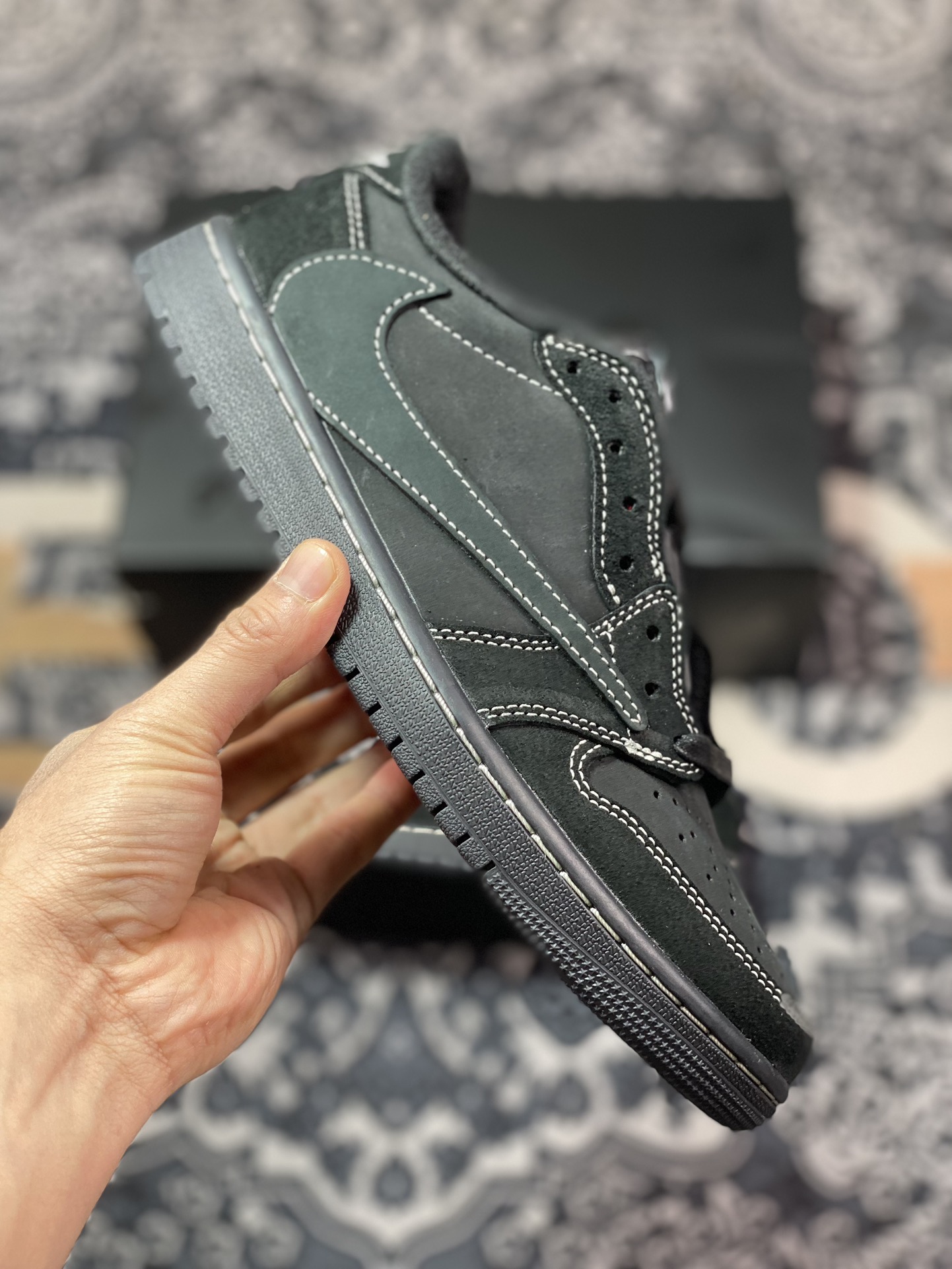 D2480  优选 市售天花板 纯原混卖版本 Travis Scott x Air Jordan 1 AJ1乔1 TS 联名倒钩 DM7866-001 黑武士
