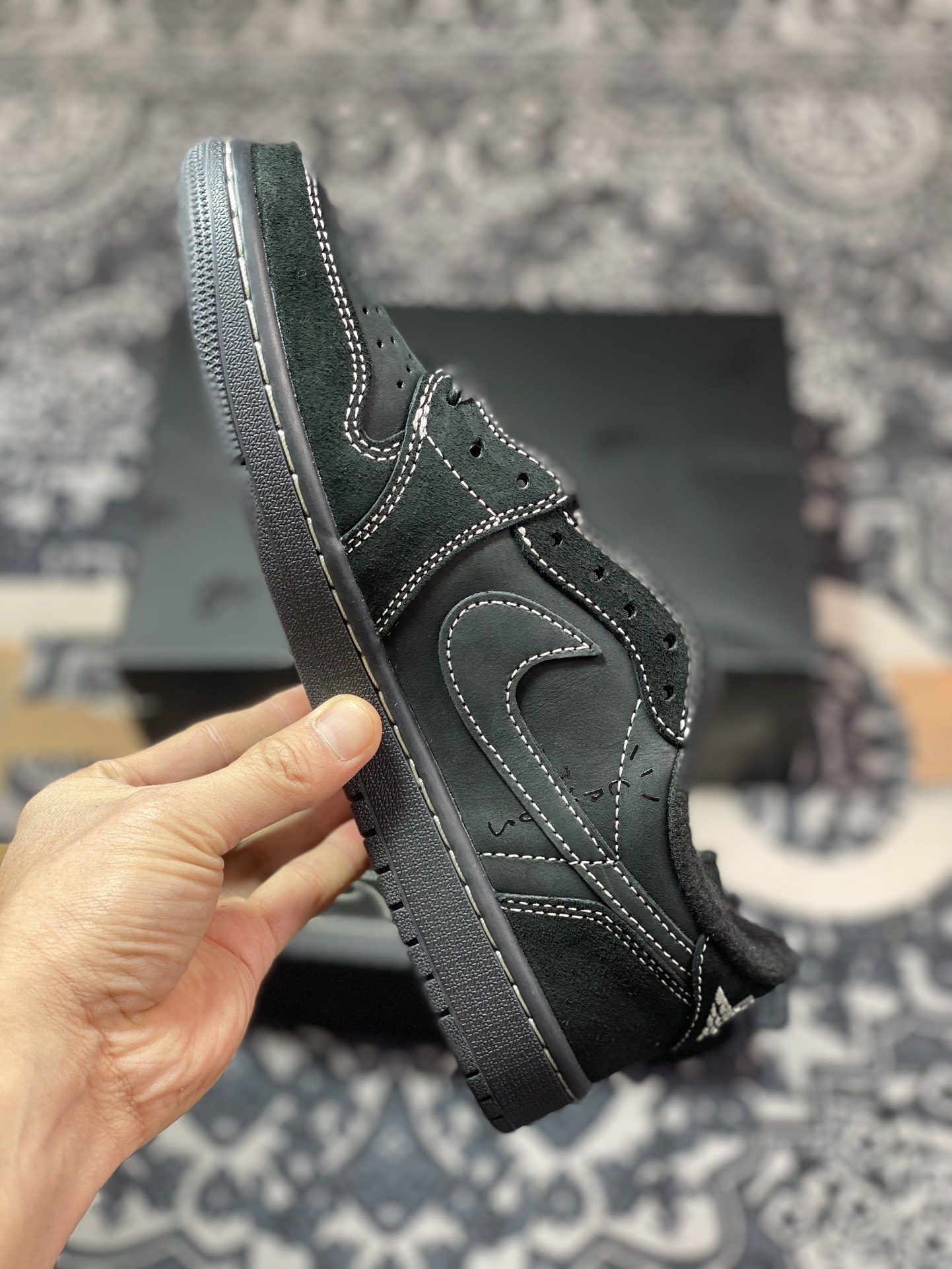 D2480  优选 市售天花板 纯原混卖版本 Travis Scott x Air Jordan 1 AJ1乔1 TS 联名倒钩 DM7866-001 黑武士