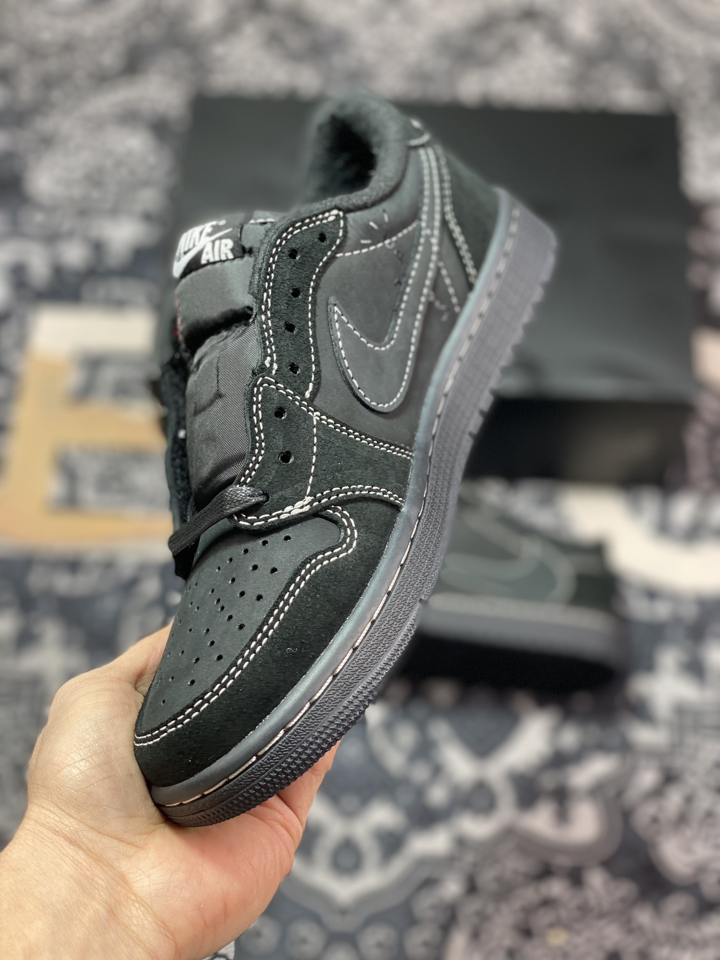 D2480  优选 市售天花板 纯原混卖版本 Travis Scott x Air Jordan 1 AJ1乔1 TS 联名倒钩 DM7866-001 黑武士