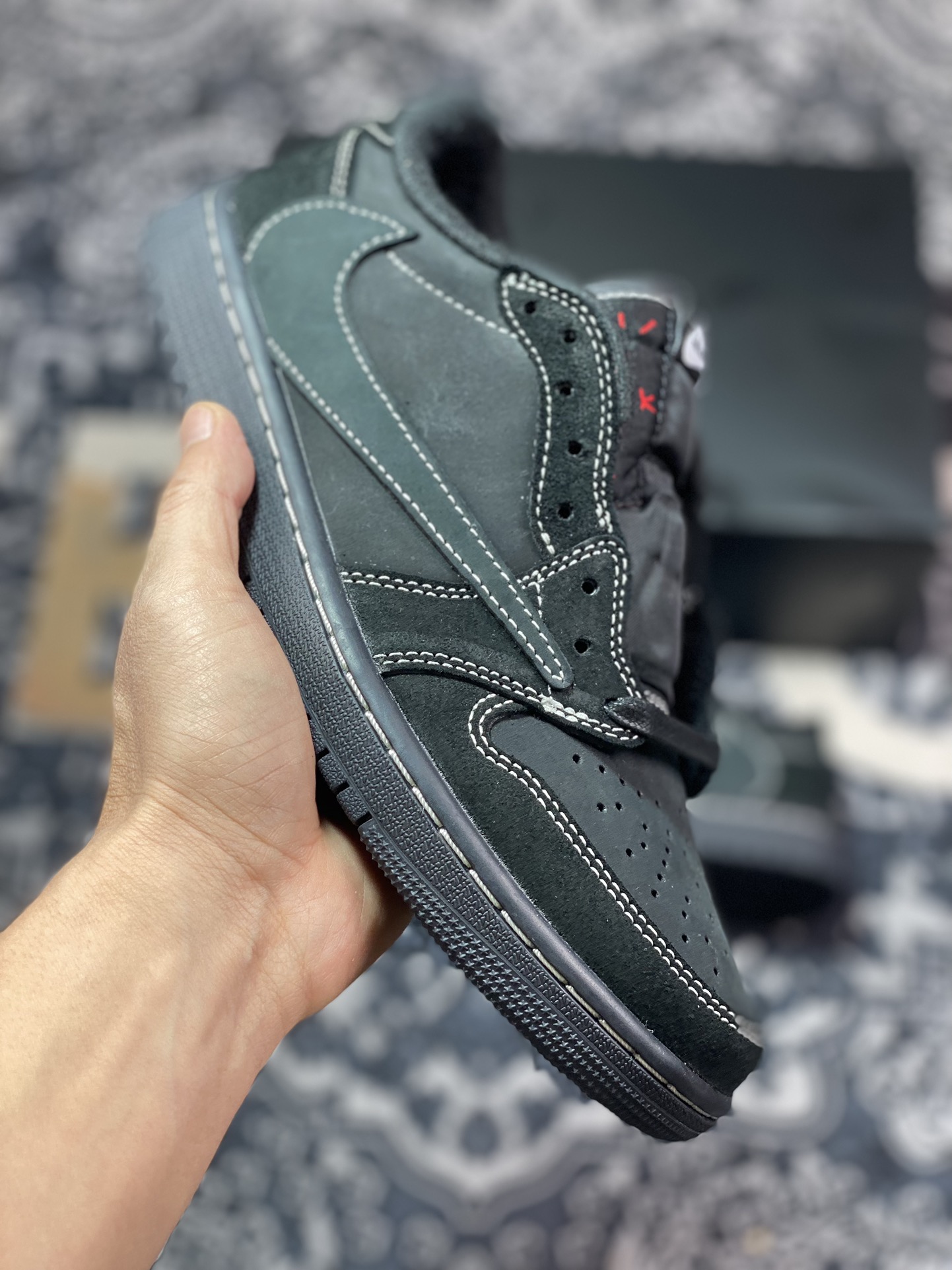 D2480  优选 市售天花板 纯原混卖版本 Travis Scott x Air Jordan 1 AJ1乔1 TS 联名倒钩 DM7866-001 黑武士