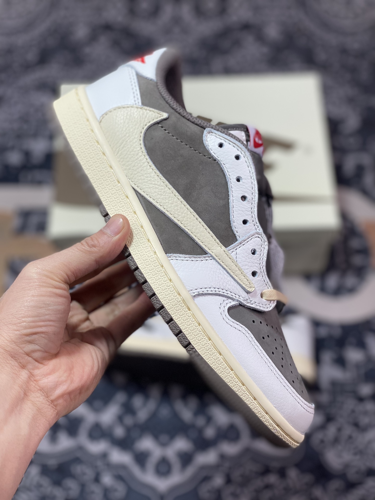 C9450  优选 市售天花板 纯原混卖版本 Travis Scott x Air Jordan 1 Low ” Reverse Mocha ” 白棕摩卡 低帮文化篮球鞋 DM7866-162