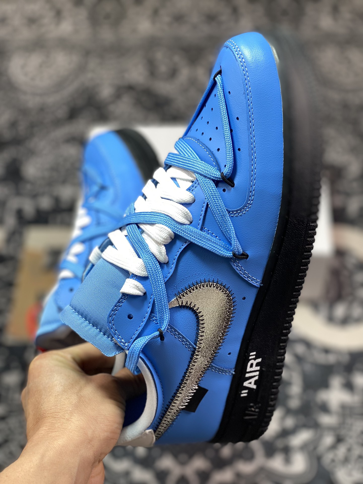 320 MoMA x Off-White x Nike Air Force 1'07 Low"MCA University Blue"空军一号板鞋“OW天空蓝黑银绑绳”CI1173-400