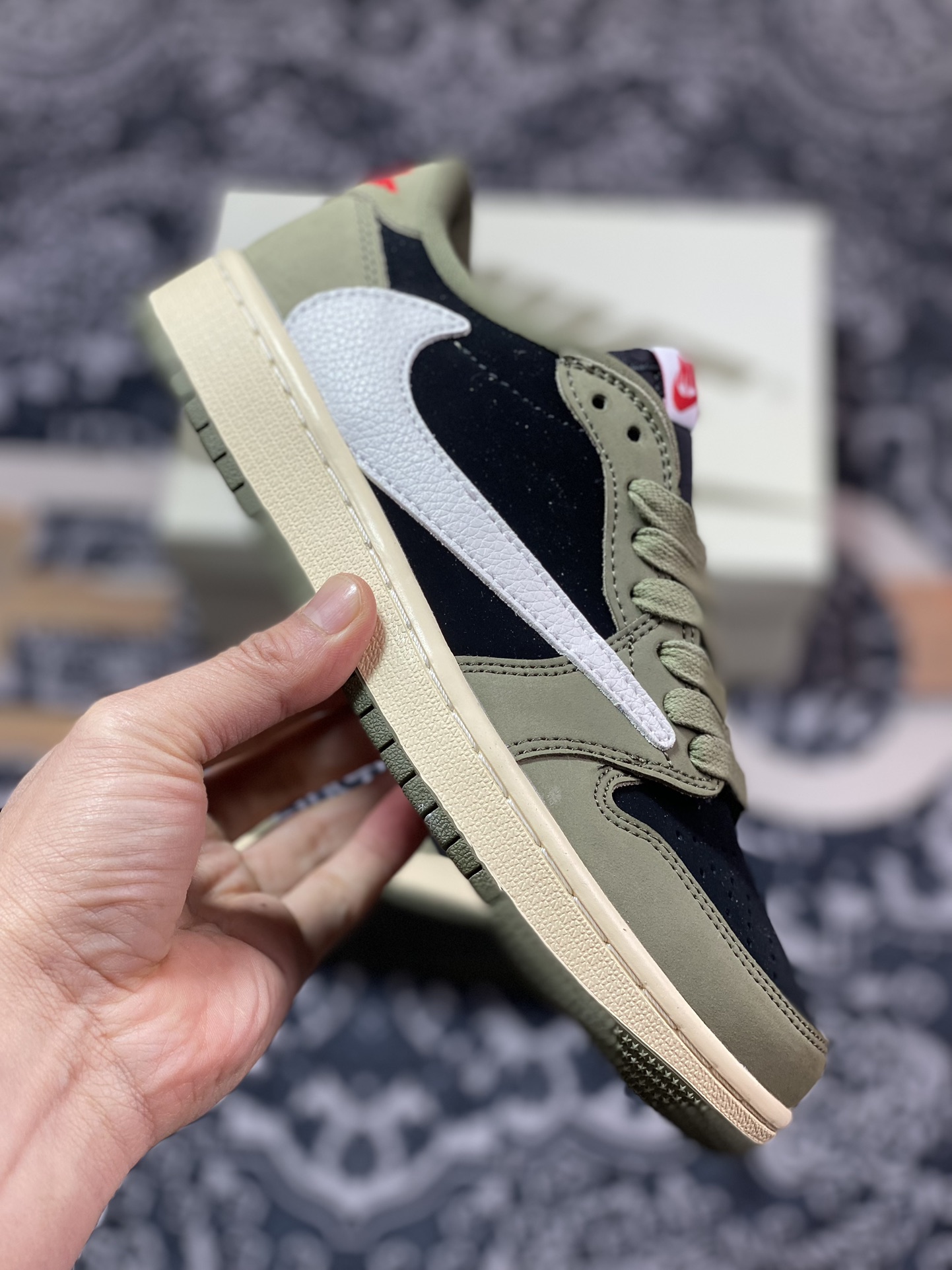 220 原装级别 外贸 Air Jordan 1 Low x Fragment x Travis Scott 橄榄绿 DM7866-002