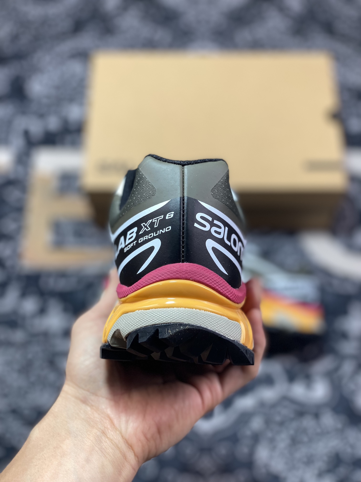 280 萨洛蒙/Salomon XT-6 Gore-Tex"Beluga/Black/Russet Orange"天际运动鞋“橄榄绿黑白橙”473056