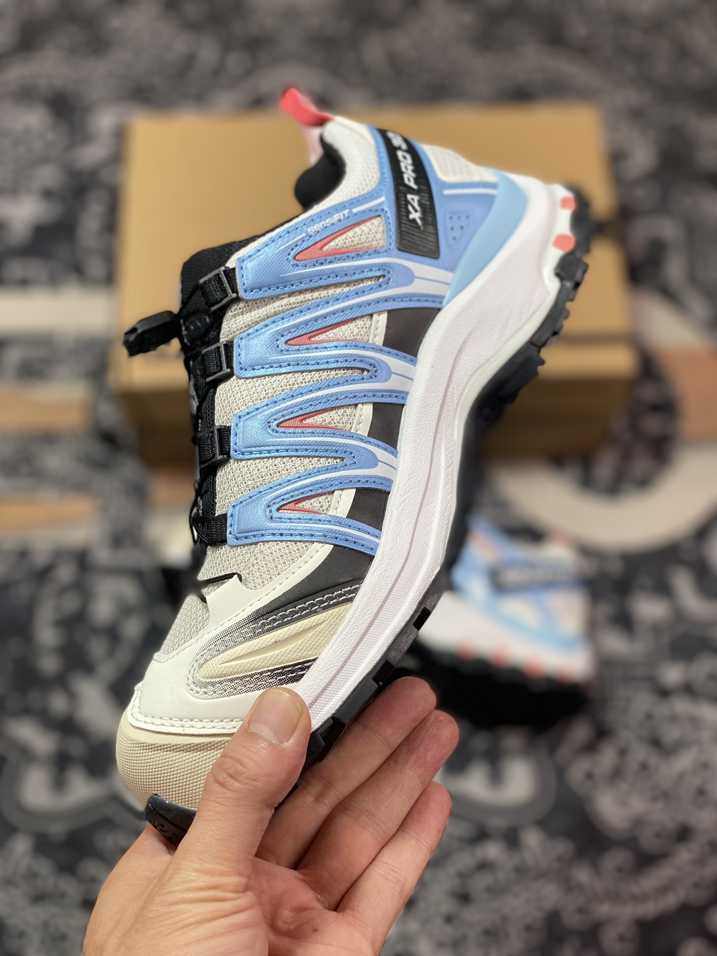 240 萨洛蒙/Salomon XA Pro 3D GTX"Beige Blue"XA专业型跑步鞋“米白黑浅蓝玫粉”471567