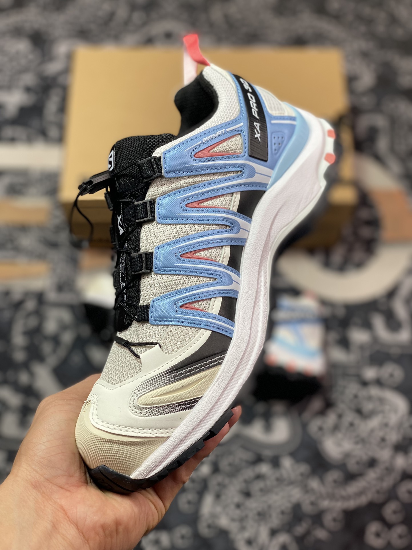 240 萨洛蒙/Salomon XA Pro 3D GTX"Beige Blue"XA专业型跑步鞋“米白黑浅蓝玫粉”471567