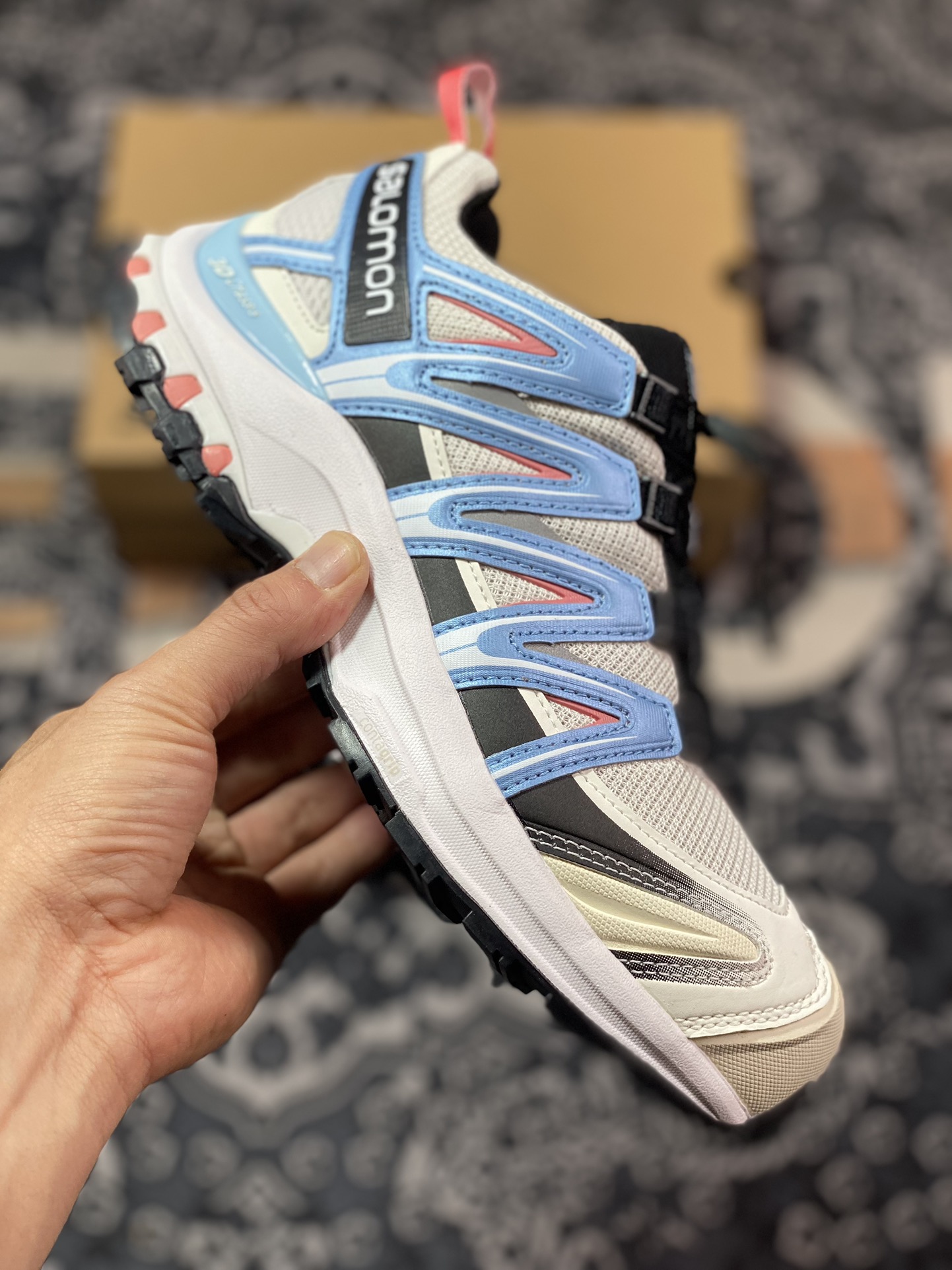 240 萨洛蒙/Salomon XA Pro 3D GTX"Beige Blue"XA专业型跑步鞋“米白黑浅蓝玫粉”471567