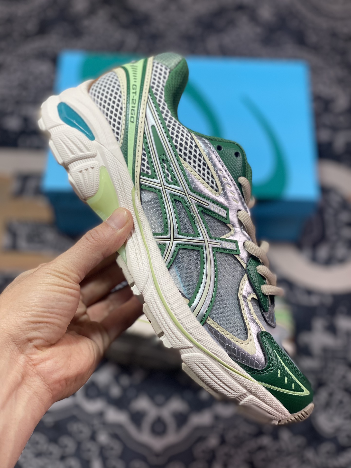 180  原厂级别 Above The Clouds x Asics GT-2160 银绿 亚瑟士运动休闲透气专业跑鞋