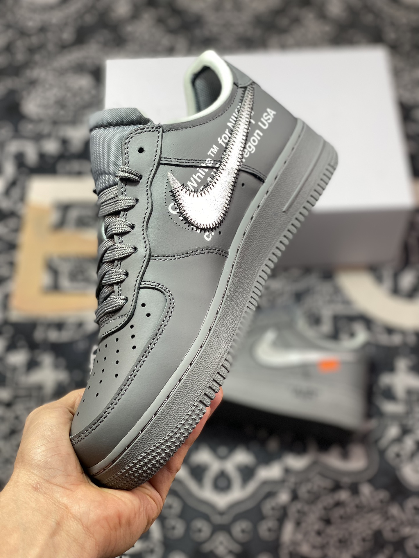 320  Off-White x Nike Air Force 1 Low’07”Ghost Grey”空军一号板鞋“OW深灰金属银钩”DX1419-500