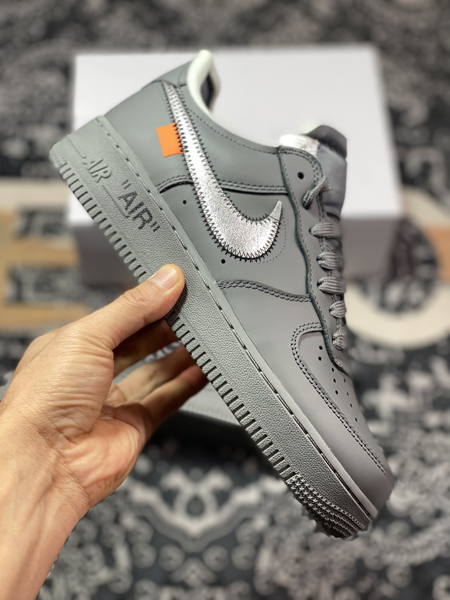 320  Off-White x Nike Air Force 1 Low’07”Ghost Grey”空军一号板鞋“OW深灰金属银钩”DX1419-500