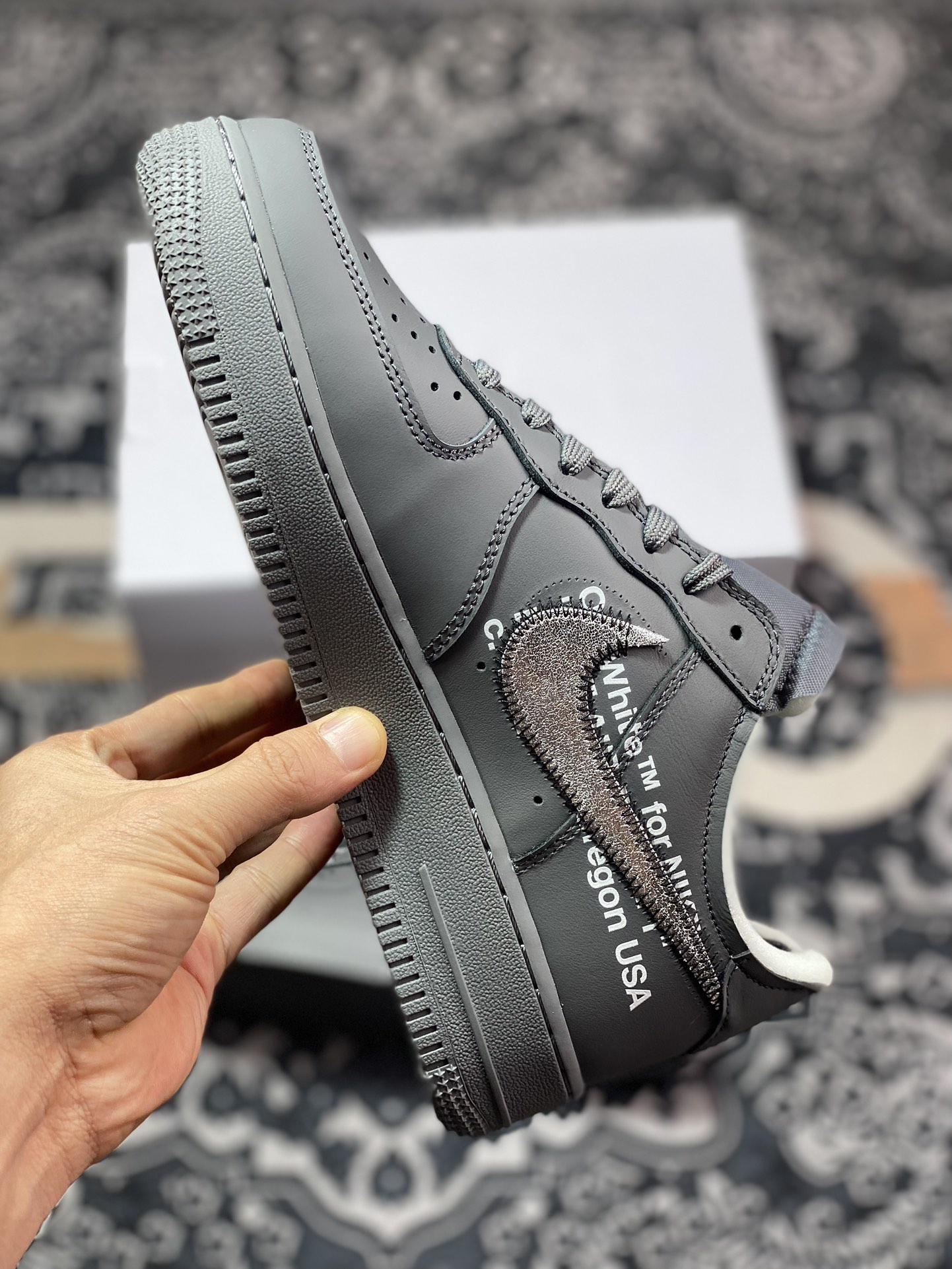 320  Off-White x Nike Air Force 1 Low’07”Ghost Grey”空军一号板鞋“OW深灰金属银钩”DX1419-500