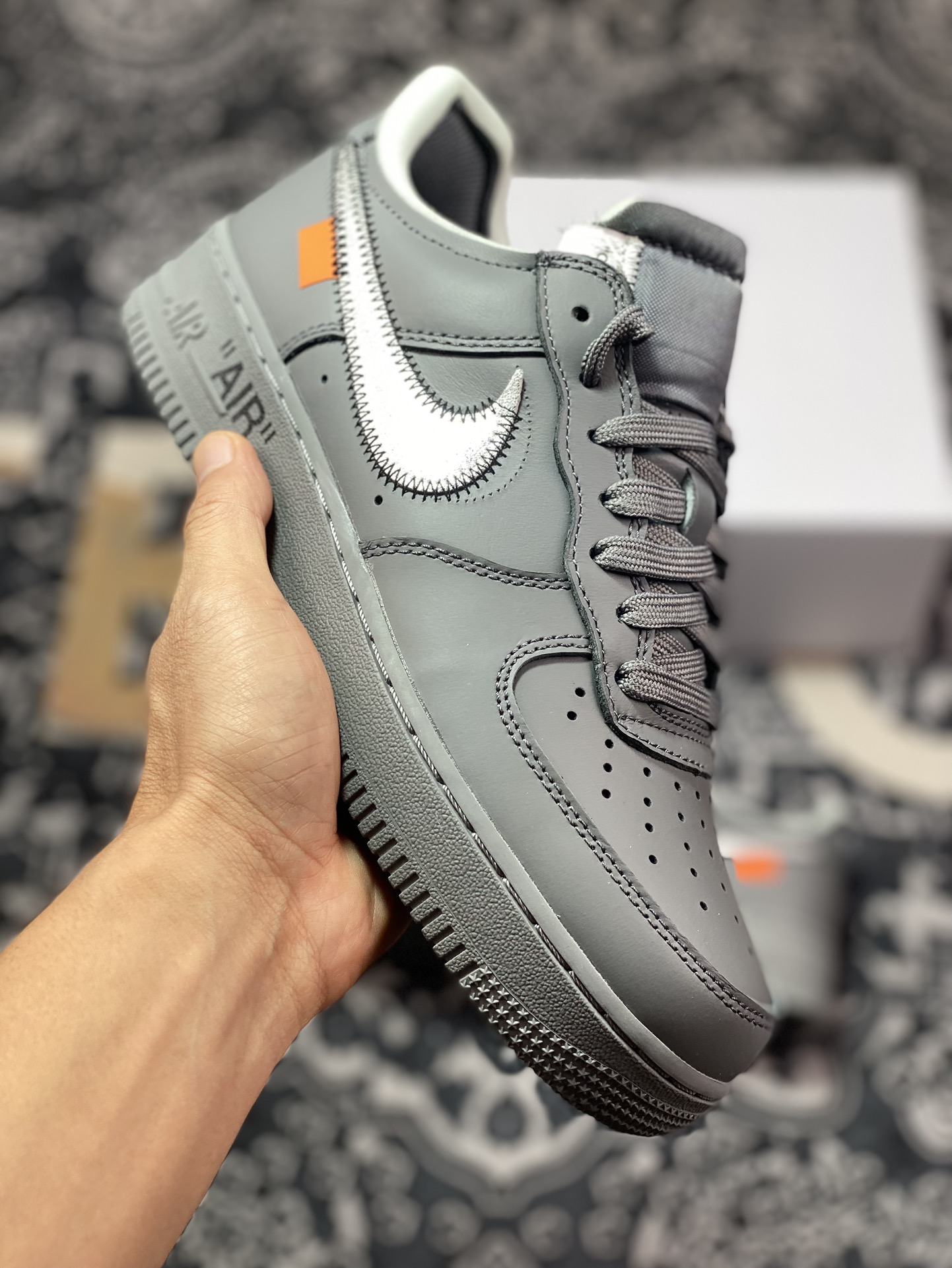 320  Off-White x Nike Air Force 1 Low’07”Ghost Grey”空军一号板鞋“OW深灰金属银钩”DX1419-500