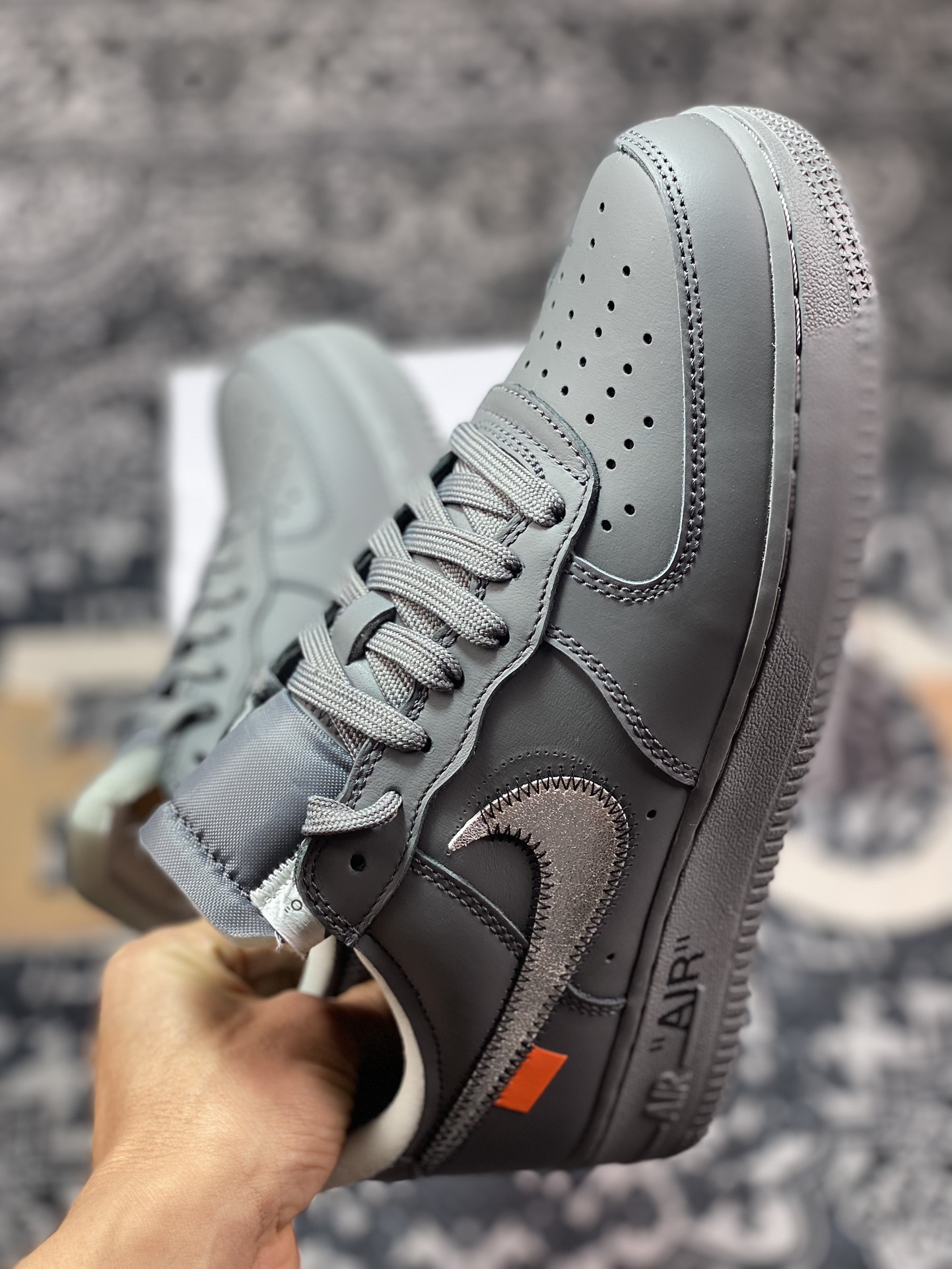 320  Off-White x Nike Air Force 1 Low’07”Ghost Grey”空军一号板鞋“OW深灰金属银钩”DX1419-500