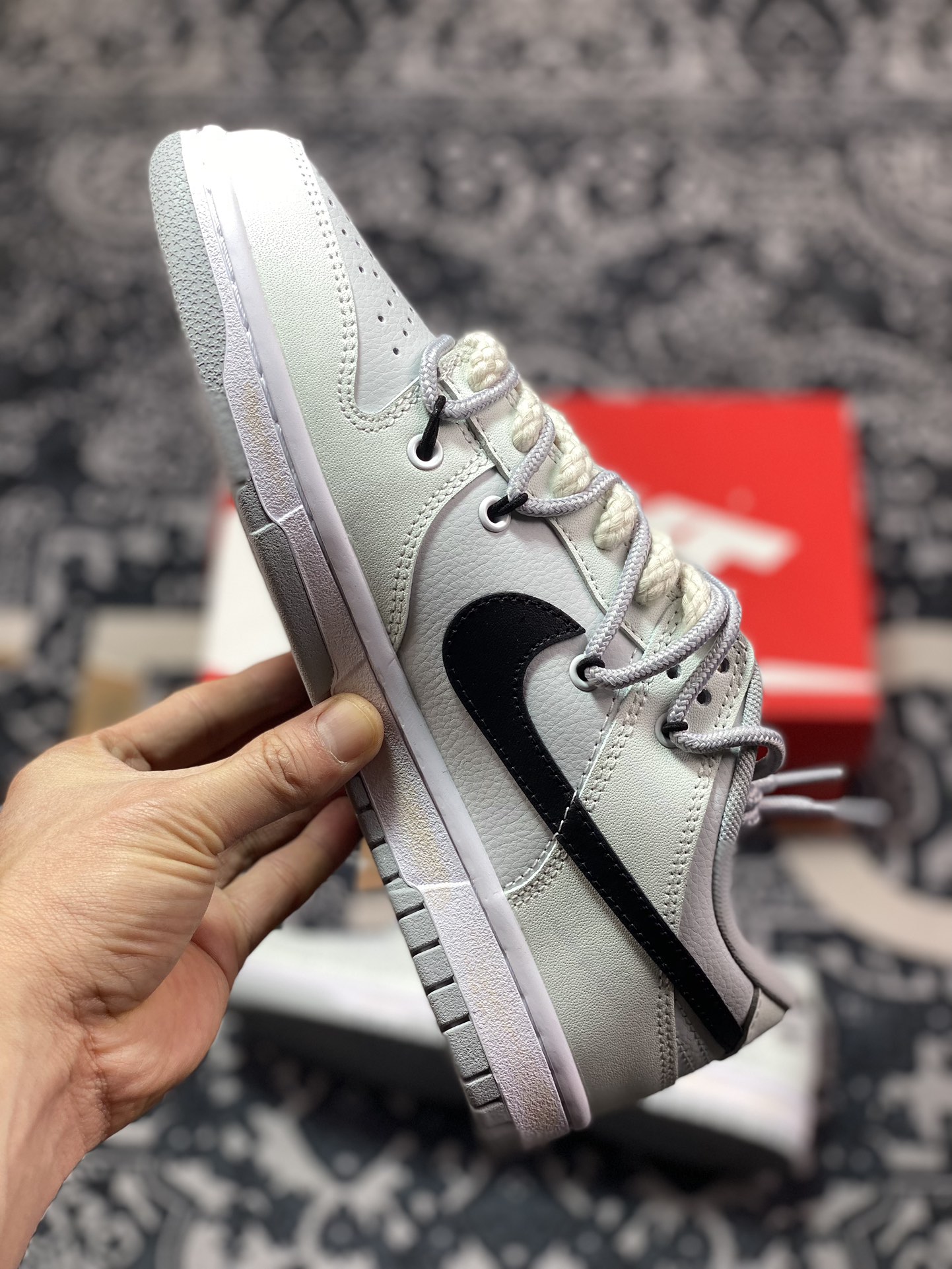 260 原装级别 Dunk Low 银饰羽毛 高街情侣 达芬奇定制 SB绑带低帮休闲板鞋 DJ6188-001