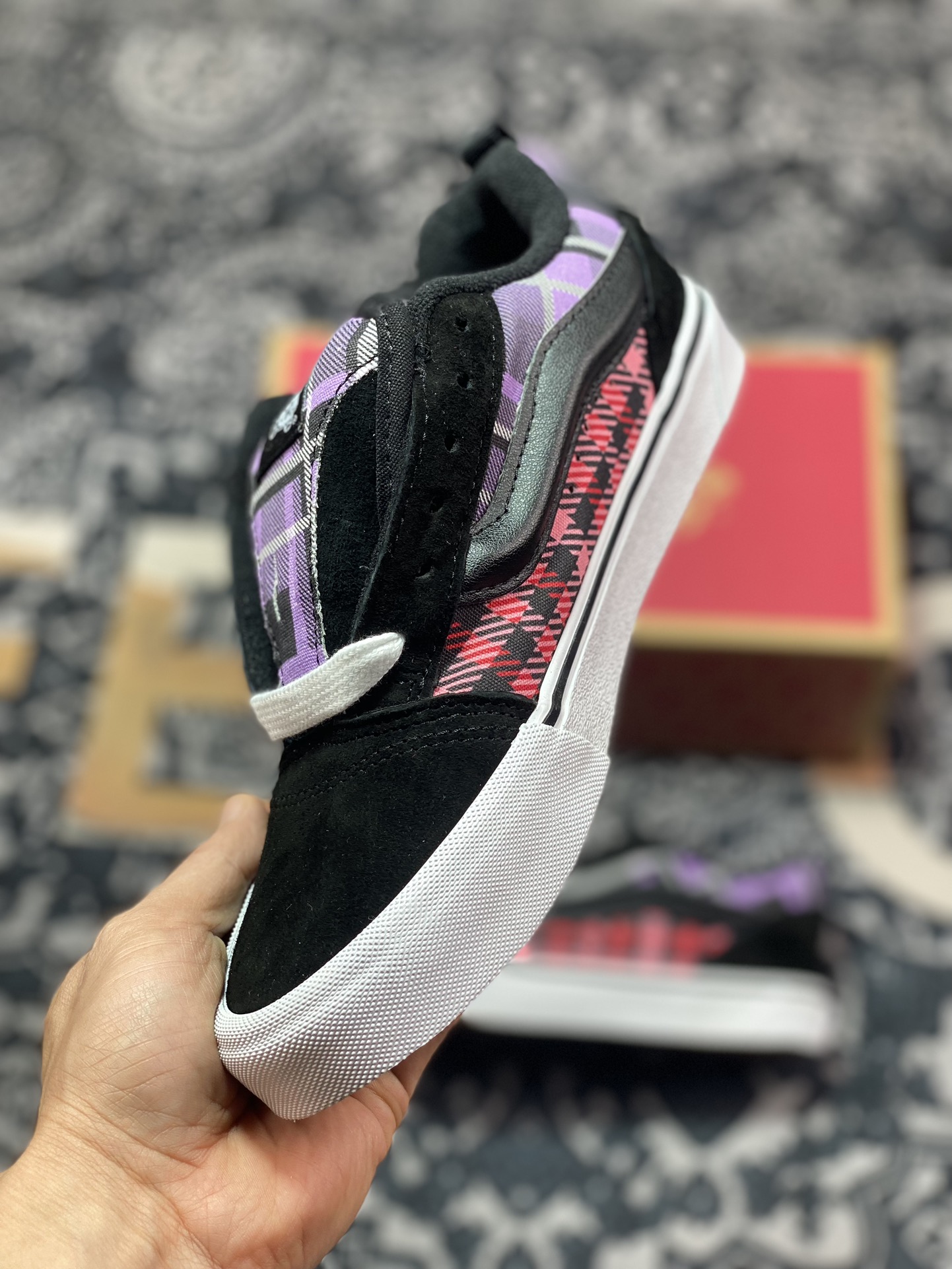 150   Vans Classics Knu Skool  苏格兰格纹拼接 厚鞋舌面包鞋