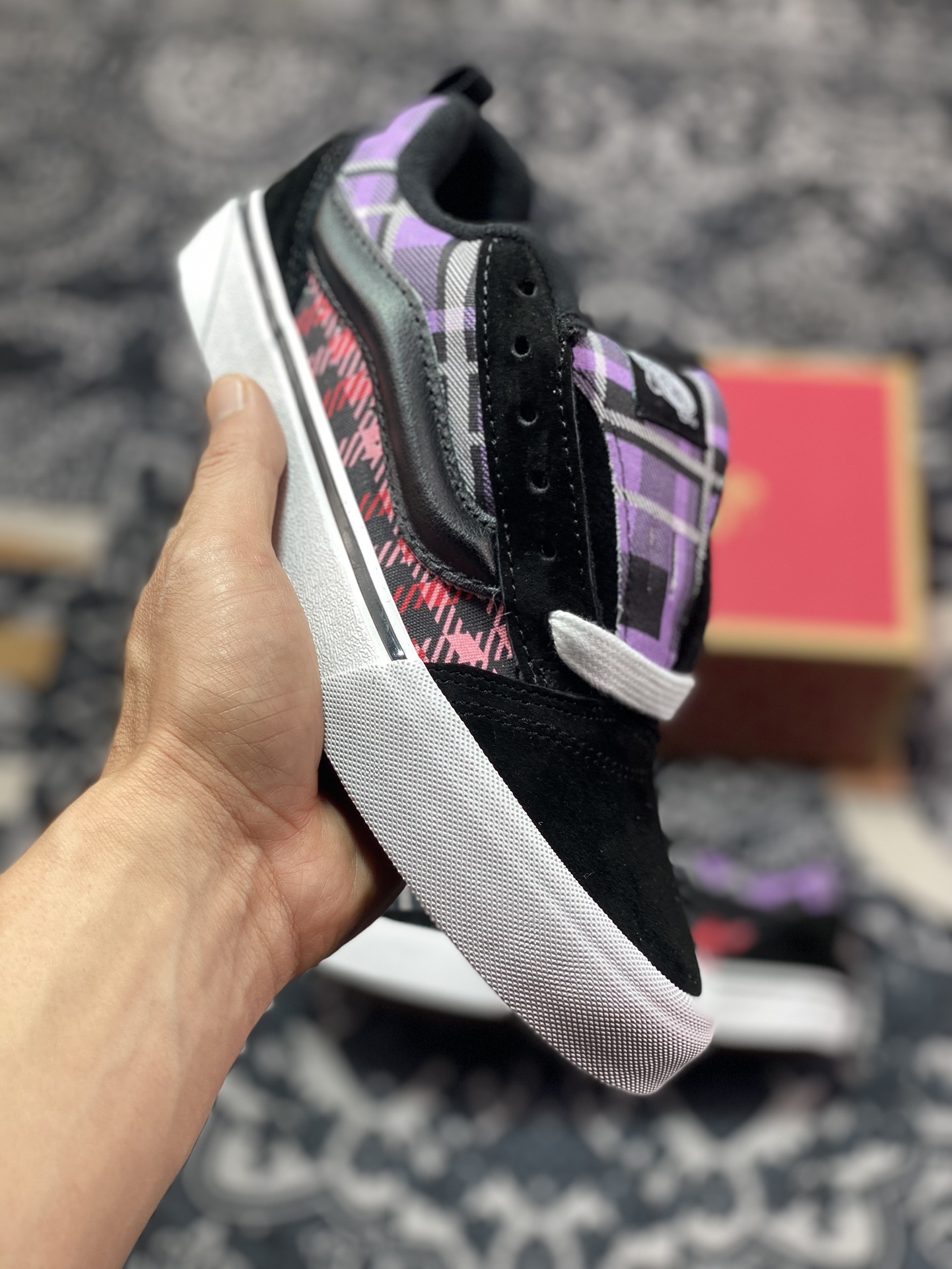 150   Vans Classics Knu Skool  苏格兰格纹拼接 厚鞋舌面包鞋