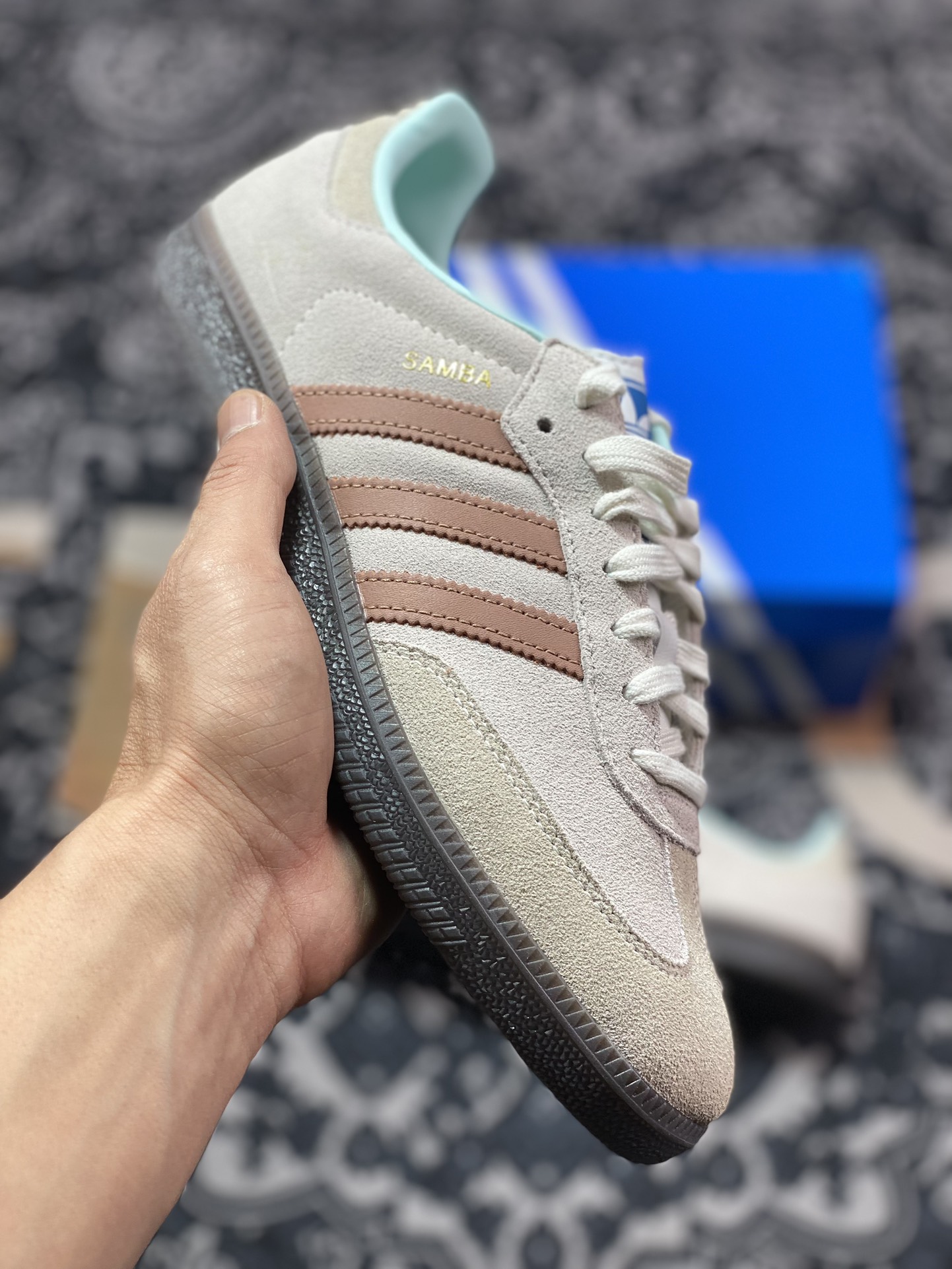 200  阿迪达斯/三叶草Adidas Originals Samba Vegan OG桑巴舞板鞋“浅灰脏粉薄荷绿焦糖底”ID2047