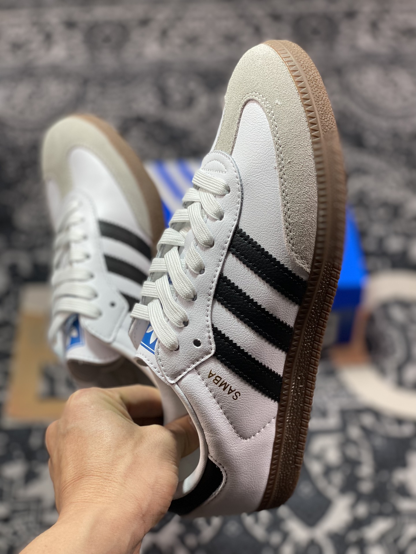 200  阿迪达斯/三叶草Adidas Originals Samba Vegan OG桑巴舞板鞋“皮革白黑浅灰金焦糖底”H01877