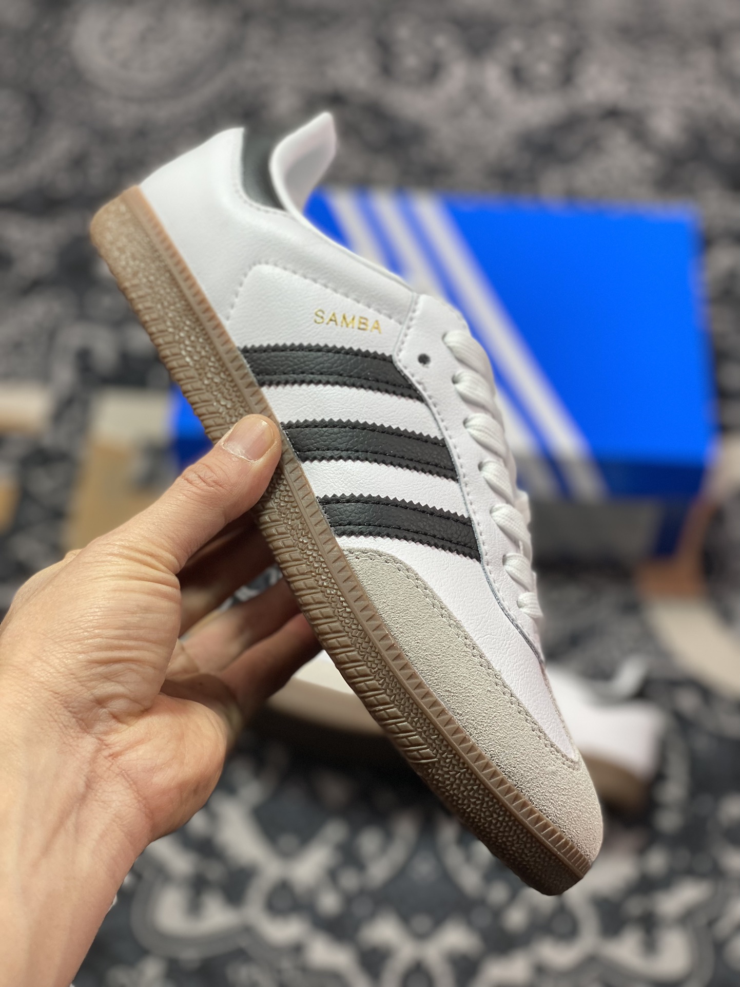 200  阿迪达斯/三叶草Adidas Originals Samba Vegan OG桑巴舞板鞋“皮革白黑浅灰金焦糖底”H01877