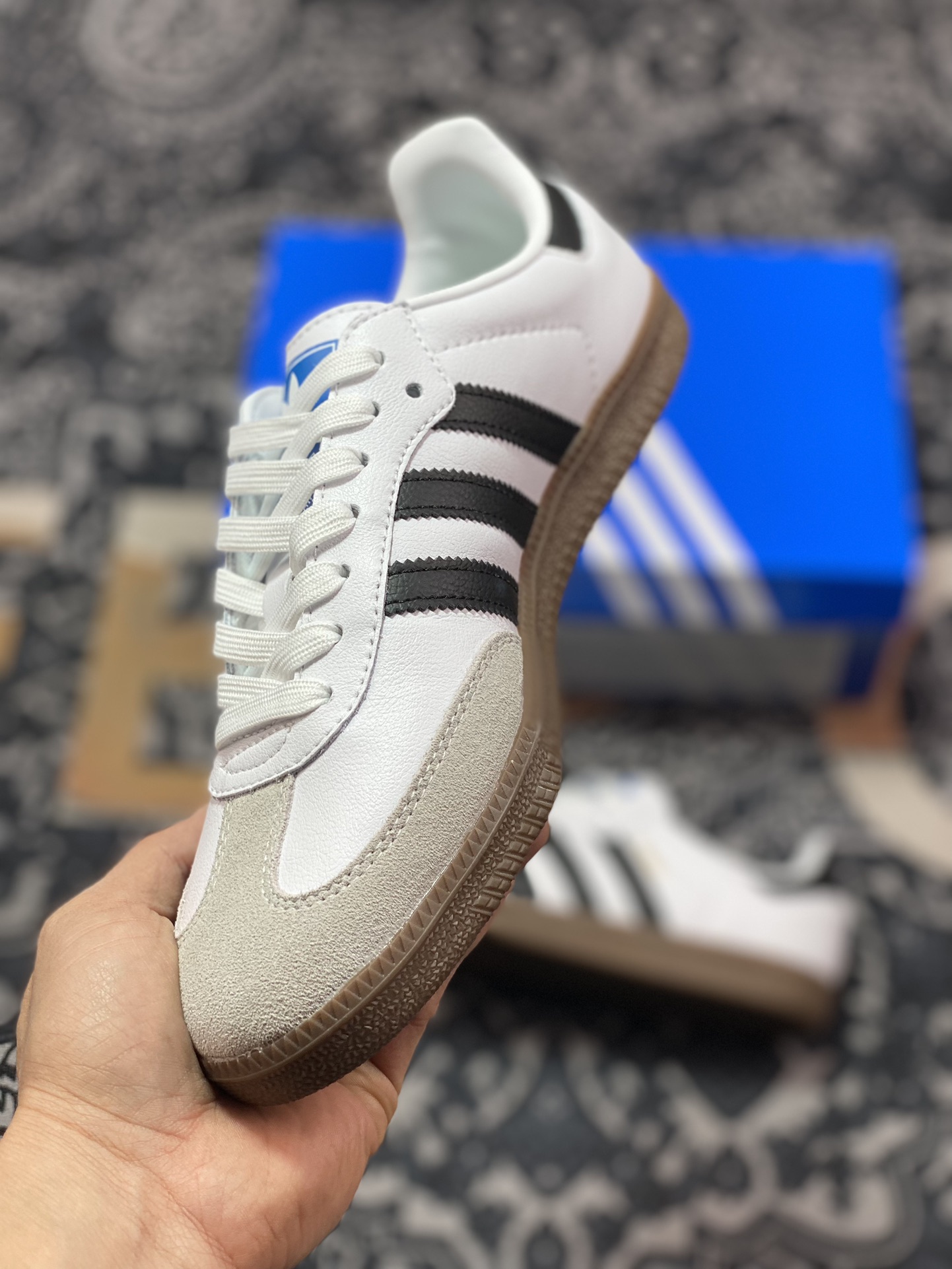 200  阿迪达斯/三叶草Adidas Originals Samba Vegan OG桑巴舞板鞋“皮革白黑浅灰金焦糖底”H01877