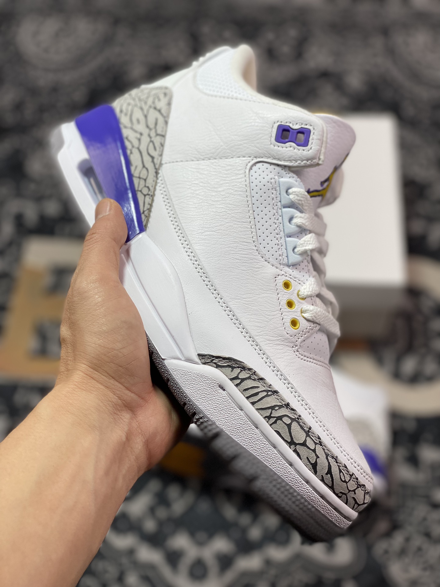 480 优选 原装级别 老汪纯原生产线 Air Jordan AJ3 Retro 湖人白紫金 869802-907