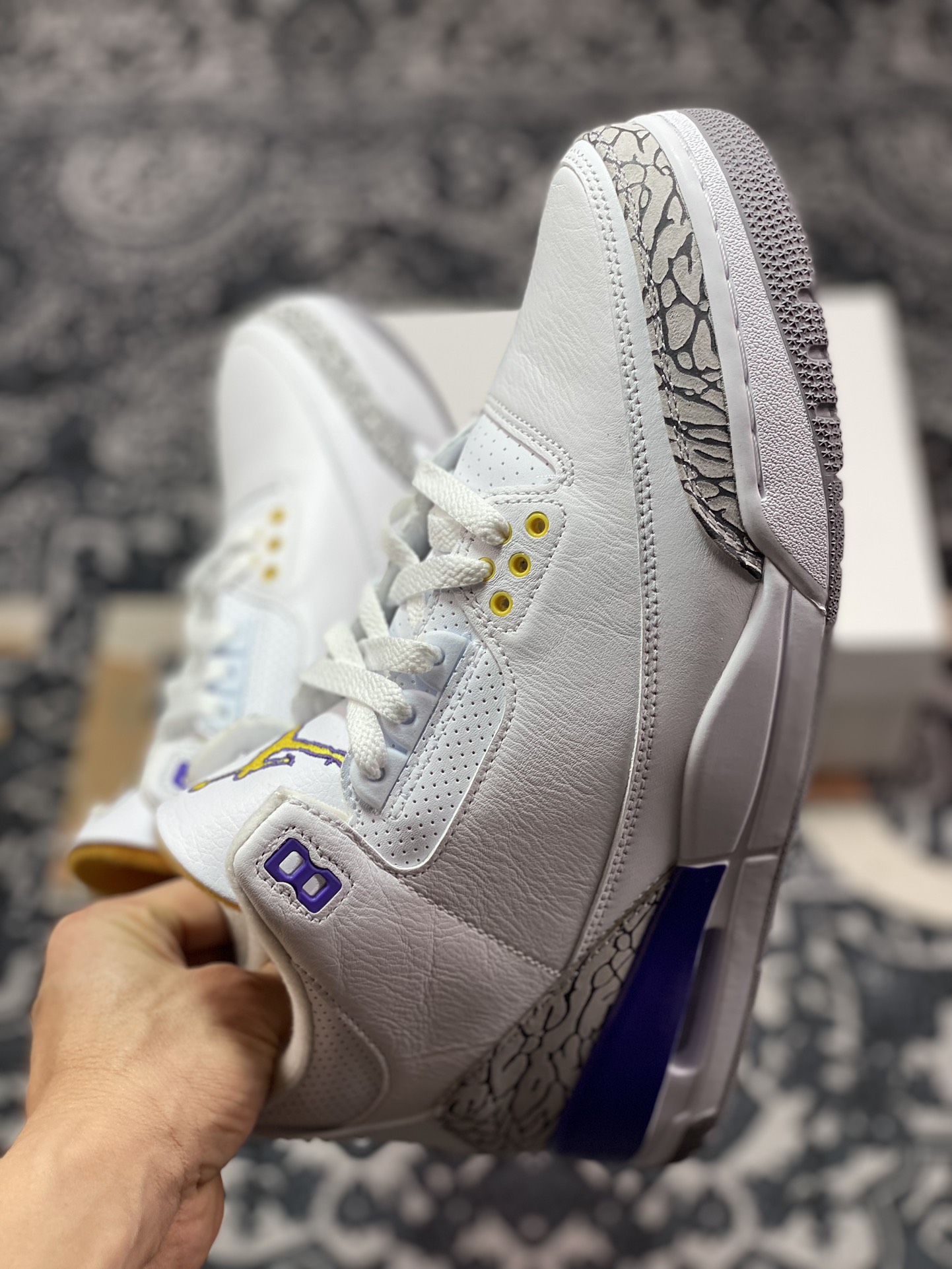 480 优选 原装级别 老汪纯原生产线 Air Jordan AJ3 Retro 湖人白紫金 869802-907