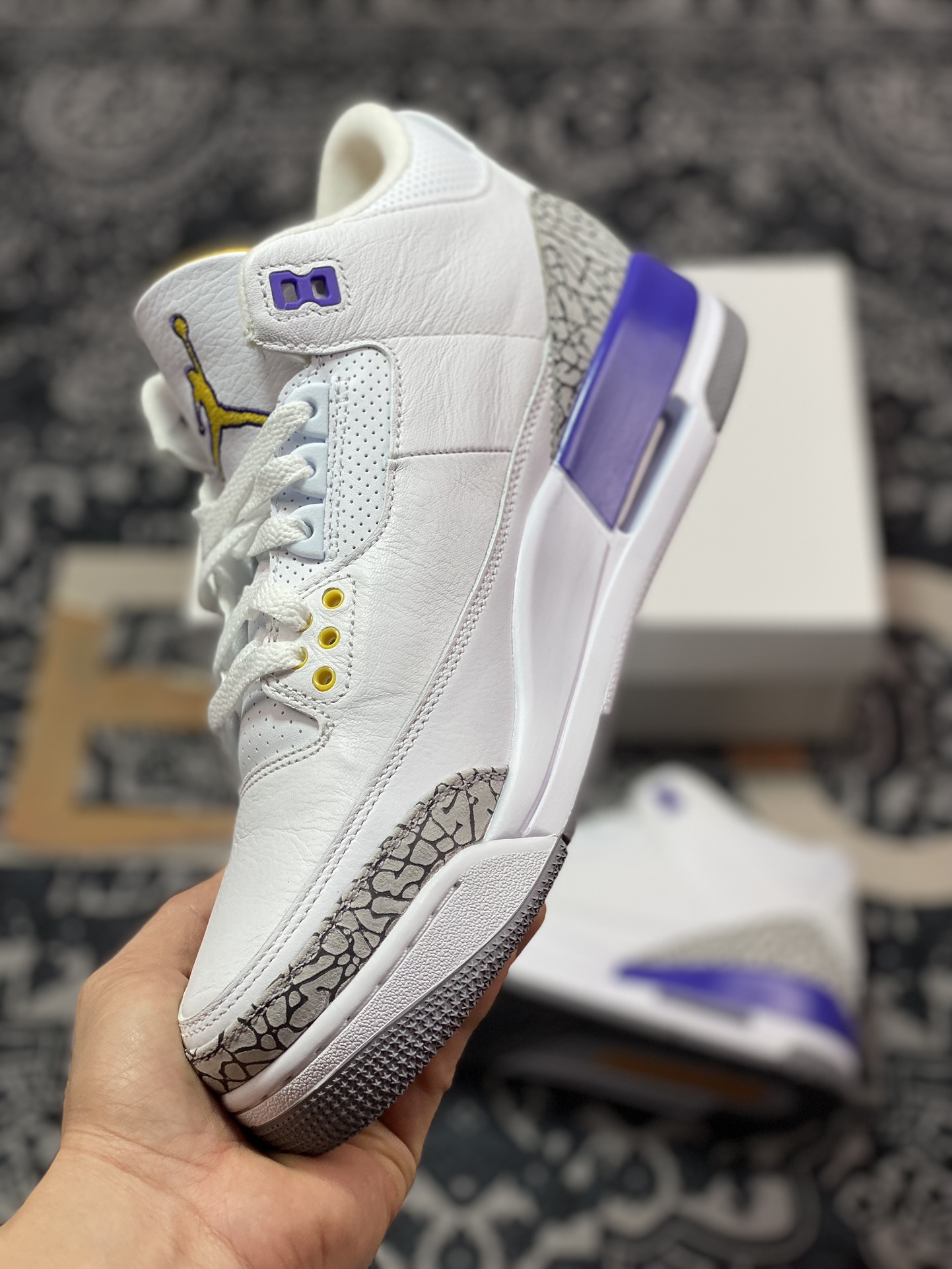 480 优选 原装级别 老汪纯原生产线 Air Jordan AJ3 Retro 湖人白紫金 869802-907