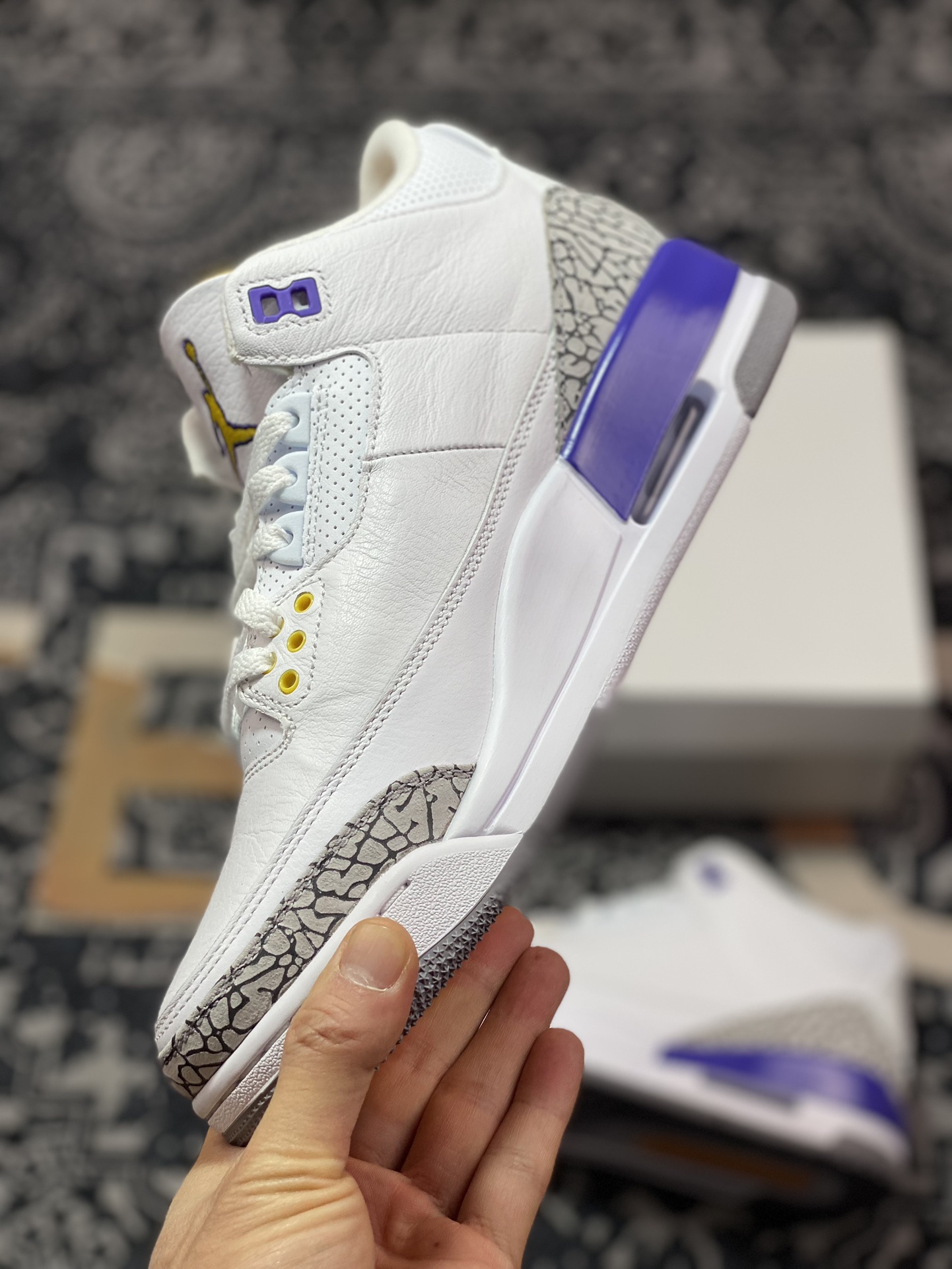 480 优选 原装级别 老汪纯原生产线 Air Jordan AJ3 Retro 湖人白紫金 869802-907