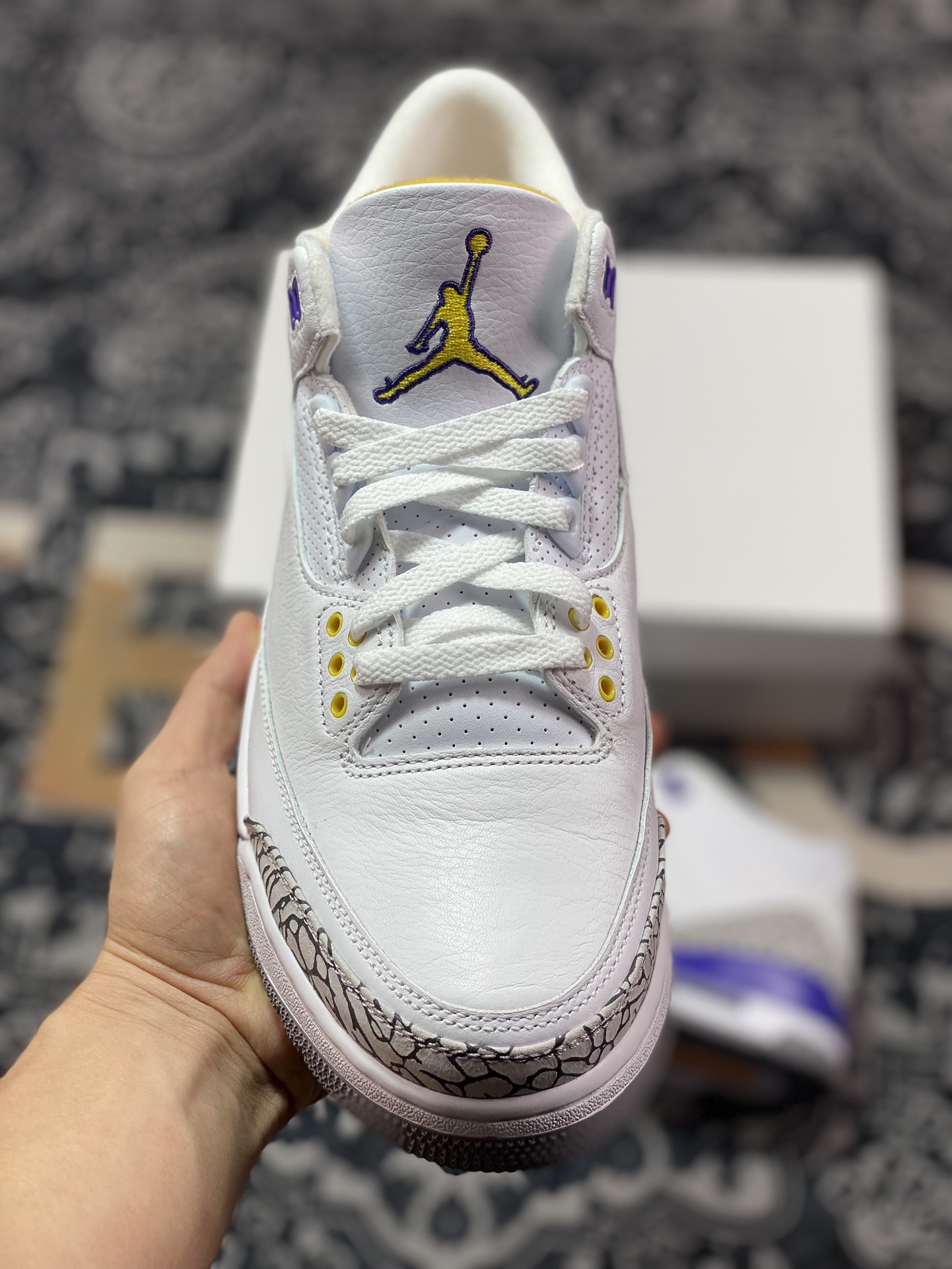 480 优选 原装级别 老汪纯原生产线 Air Jordan AJ3 Retro 湖人白紫金 869802-907