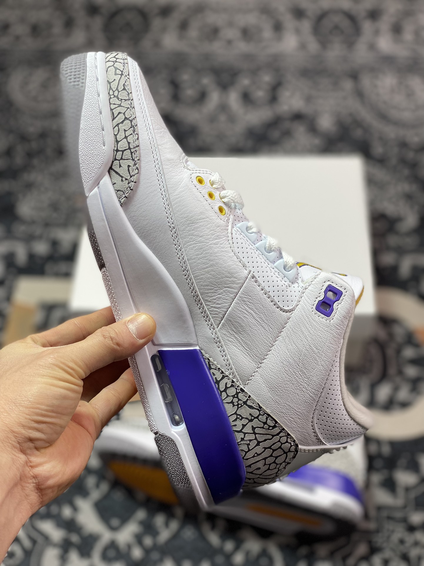 480 优选 原装级别 老汪纯原生产线 Air Jordan AJ3 Retro 湖人白紫金 869802-907