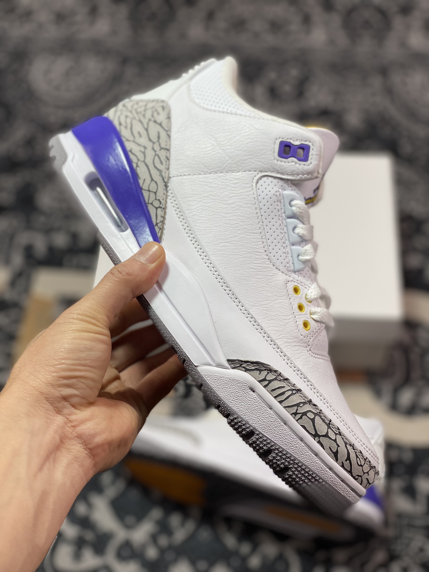 480 优选 原装级别 老汪纯原生产线 Air Jordan AJ3 Retro 湖人白紫金 869802-907