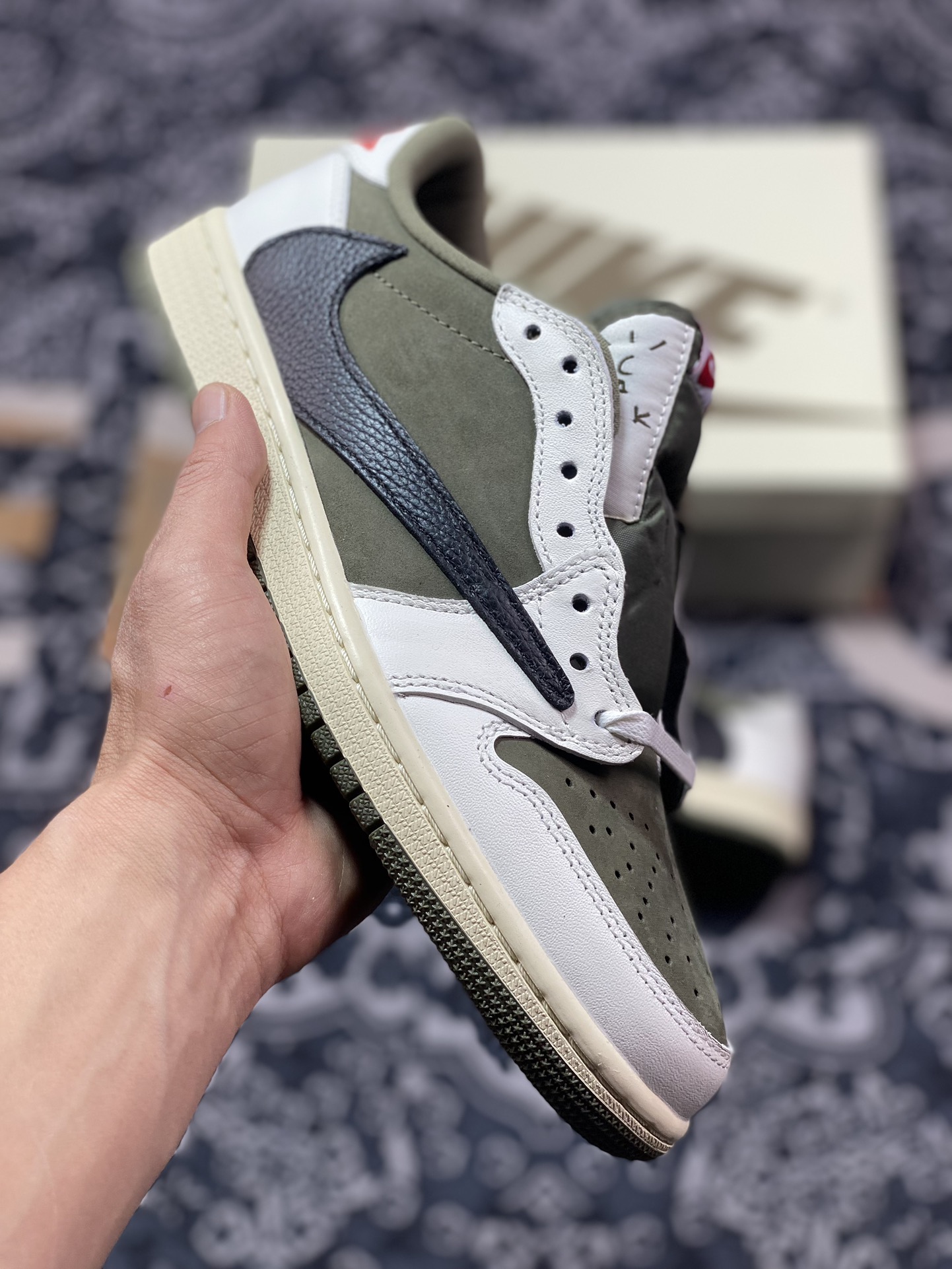 260 fragment design x Travis Scott x Nike Air Jordan 1 Low OG SP”Black/Green Toe“AJ1乔丹 DM7866-200